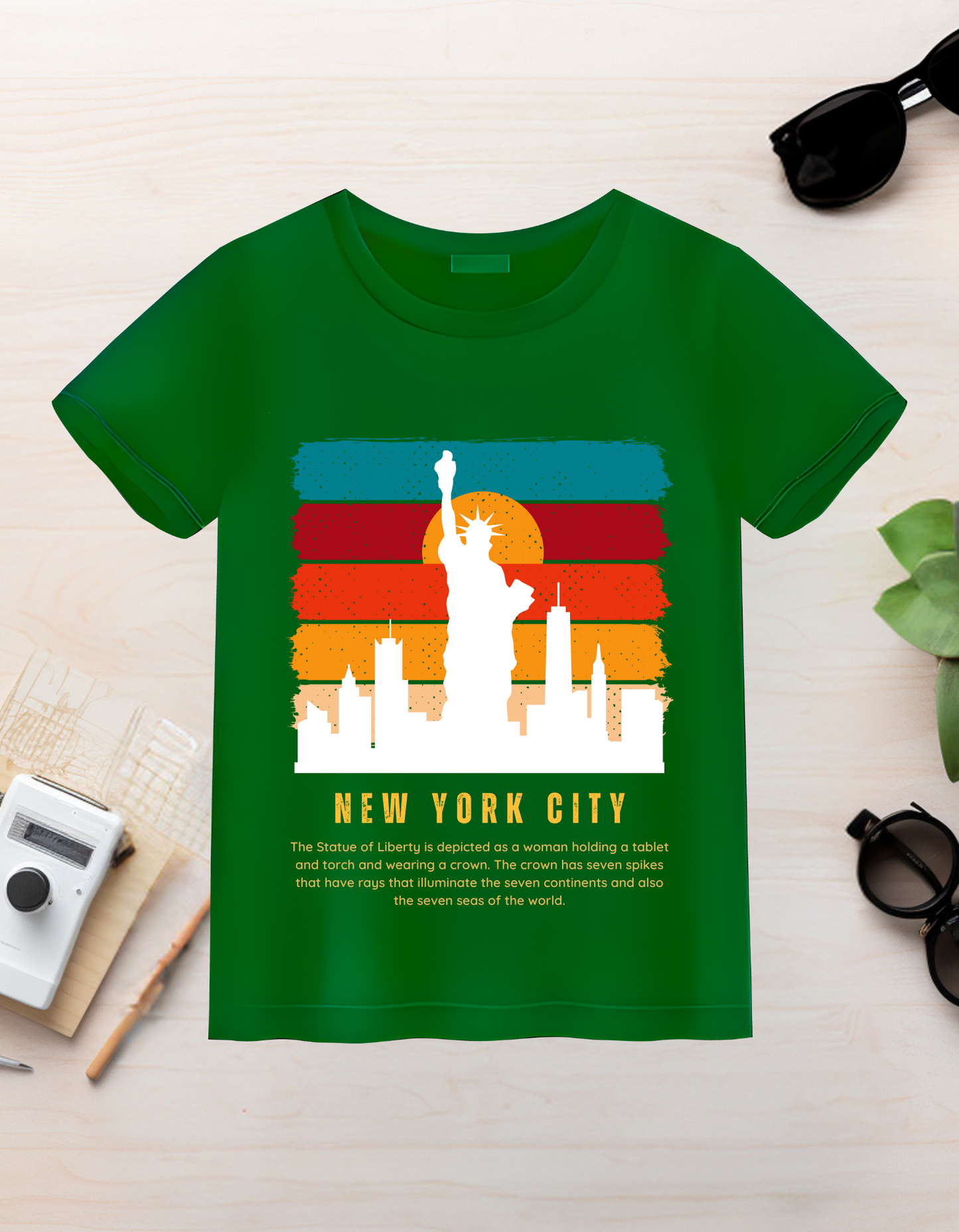 New York City NYC Kids Organic Cotton T-shirt Green from DoodleChic