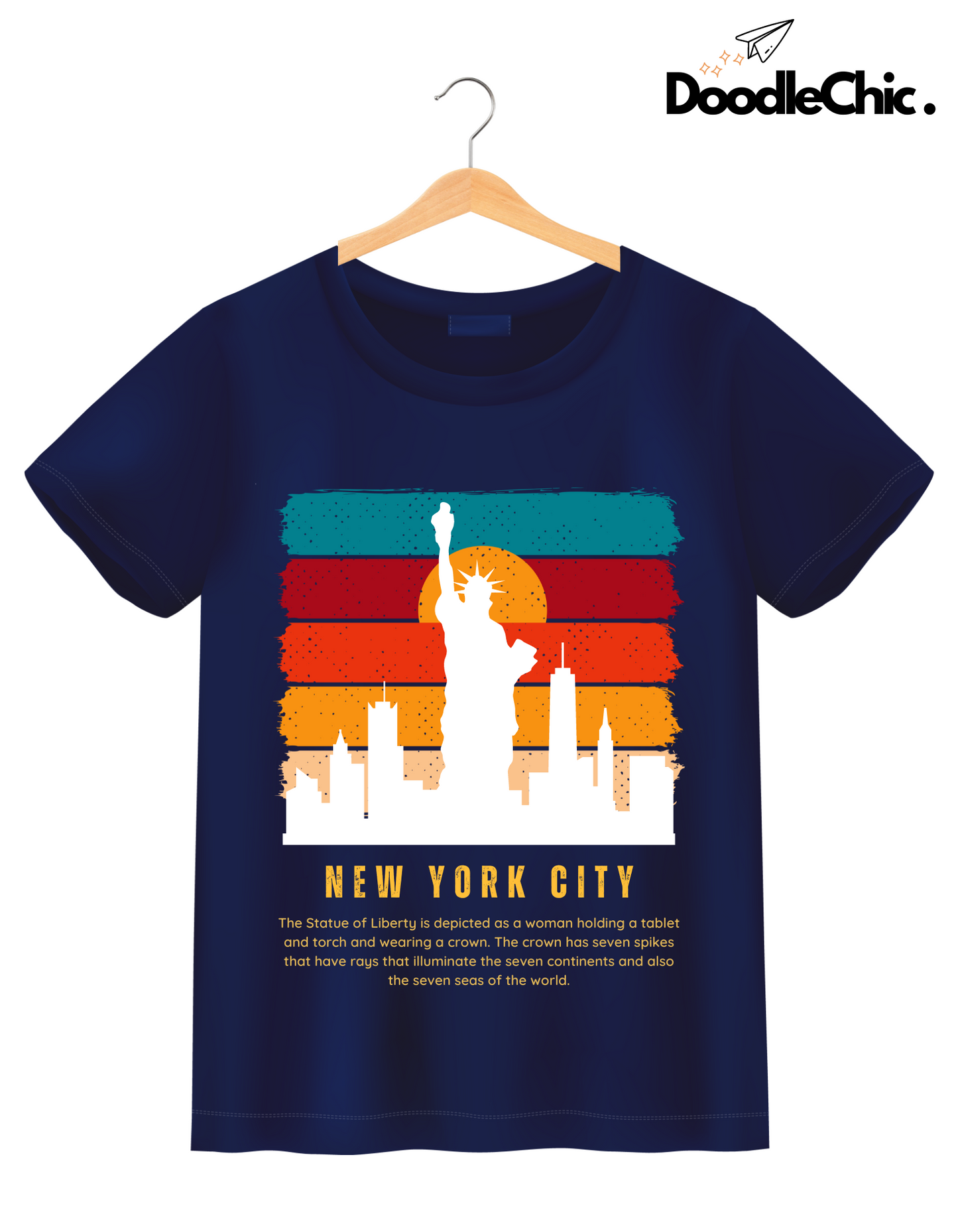 New York City NYC Kids Organic Cotton T-shirt Navy Blue from DoodleChic