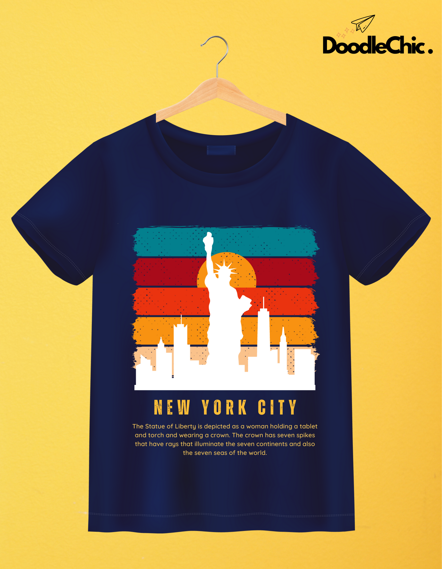 New York City NYC Kids Organic Cotton T-shirt Navy Blue from DoodleChic