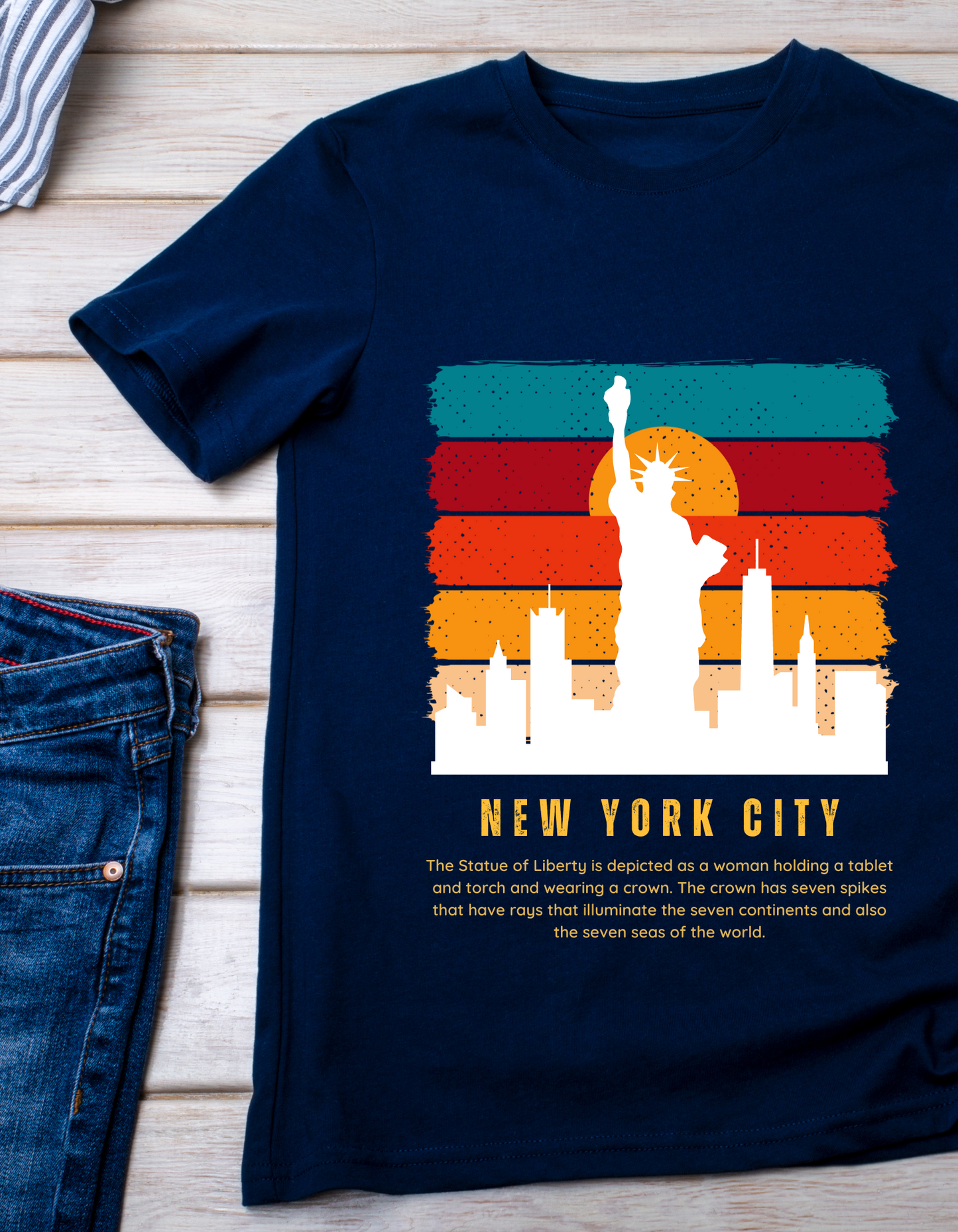 New York City NYC Kids Organic Cotton T-shirt Navy Blue from DoodleChic