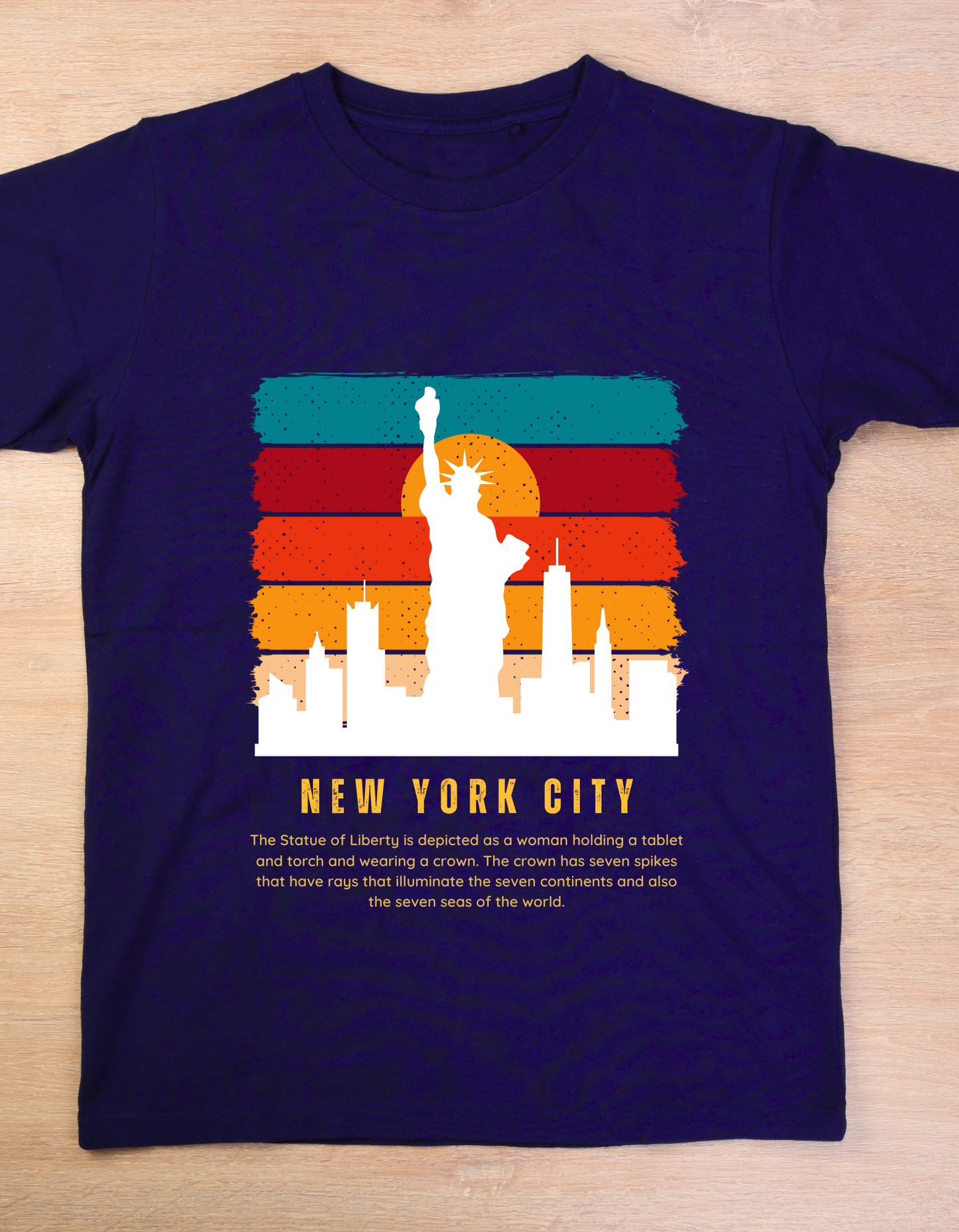 New York City NYC Kids Organic Cotton T-shirt Navy Blue from DoodleChic