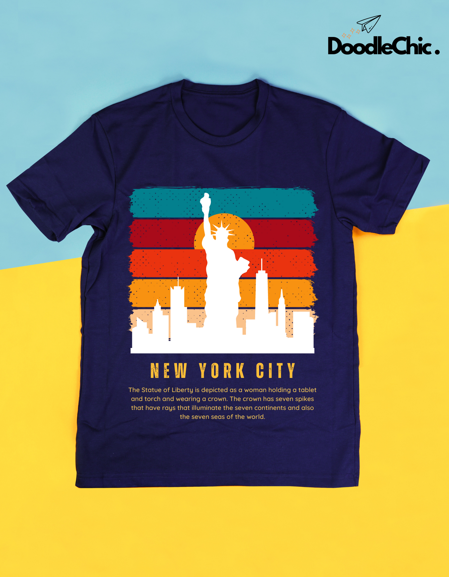 New York City NYC Kids Organic Cotton T-shirt Navy Blue from DoodleChic