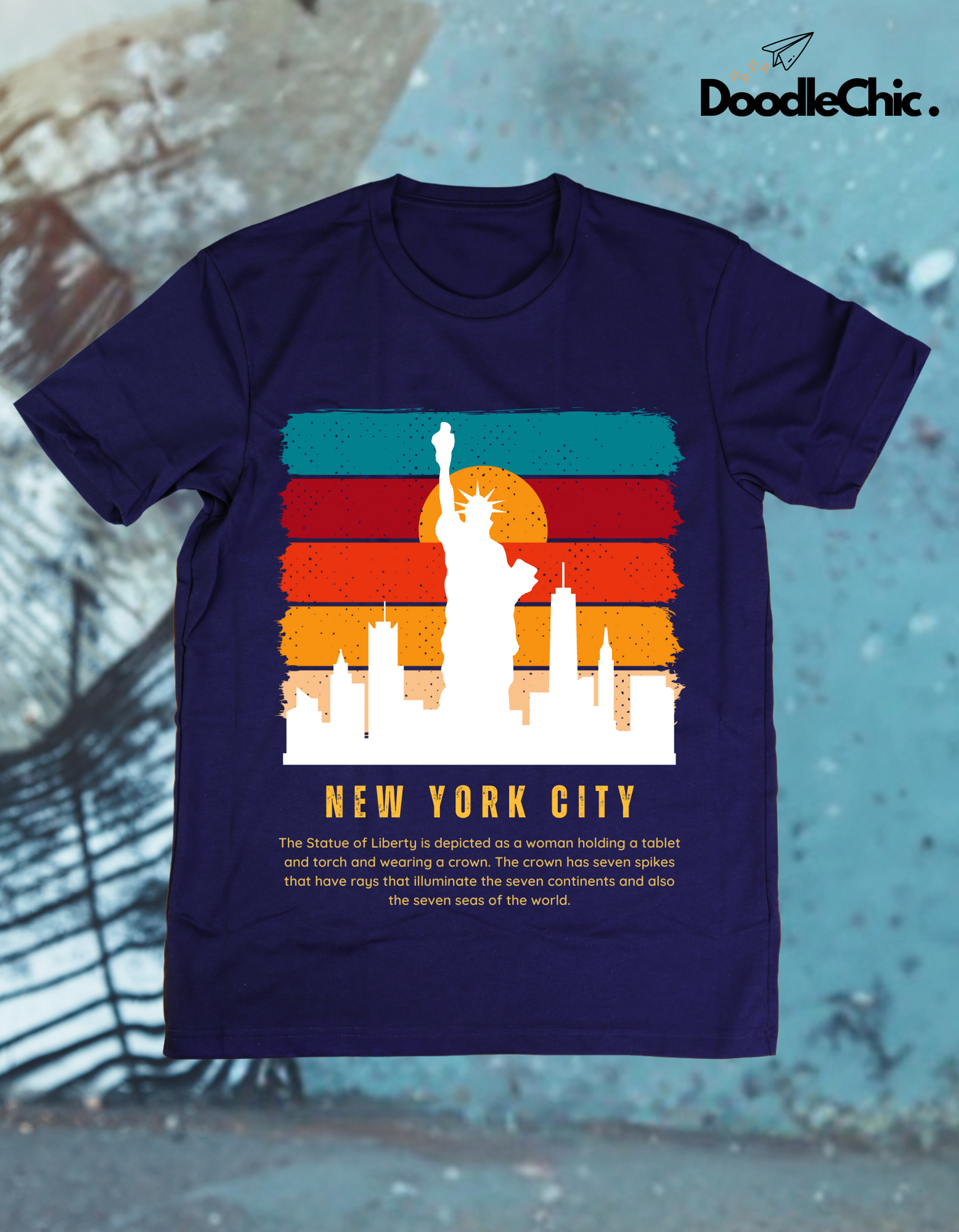New York City NYC Kids Organic Cotton T-shirt Navy Blue from DoodleChic