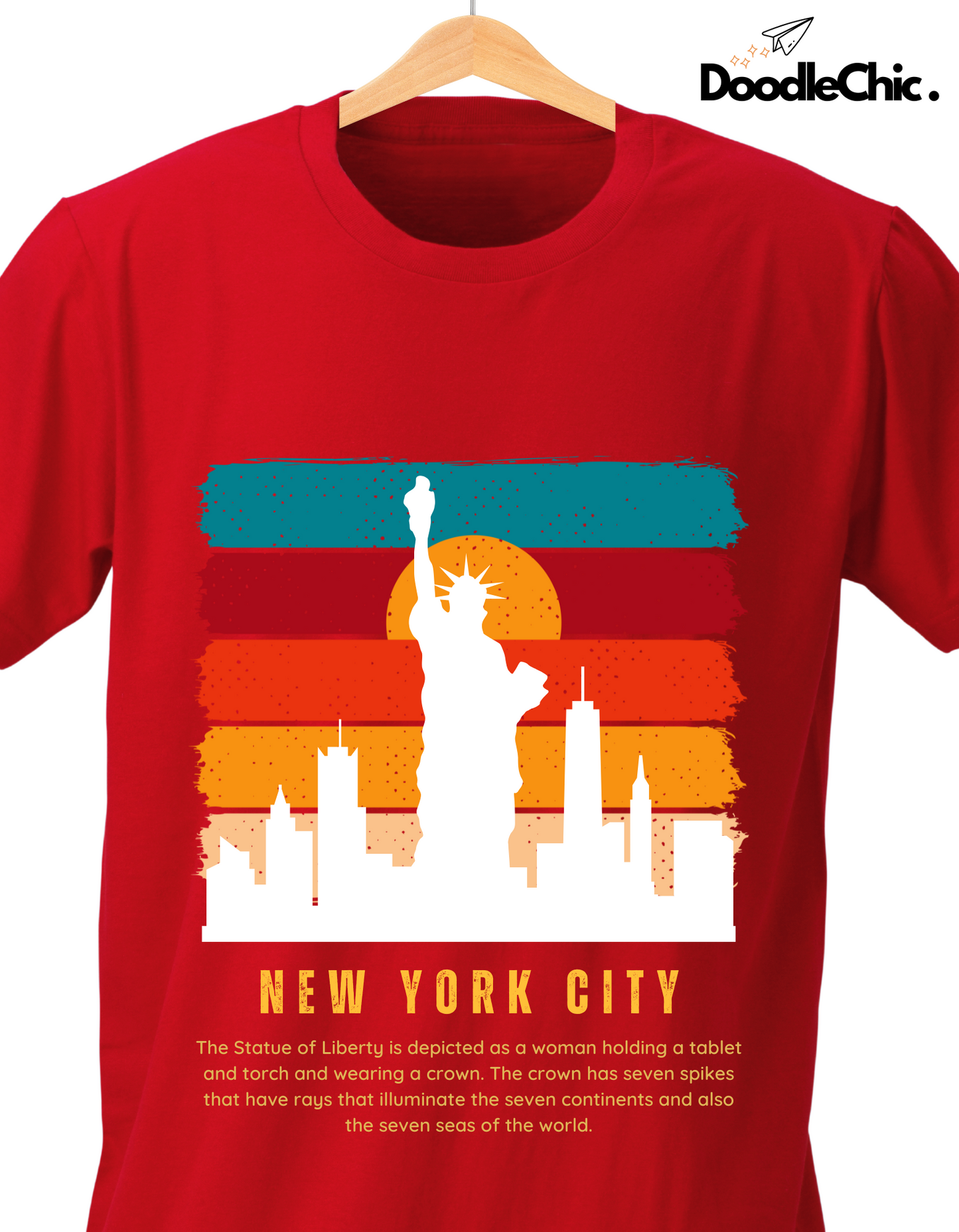 New York City NYC Kids Organic Cotton T-shirt Red from DoodleChic