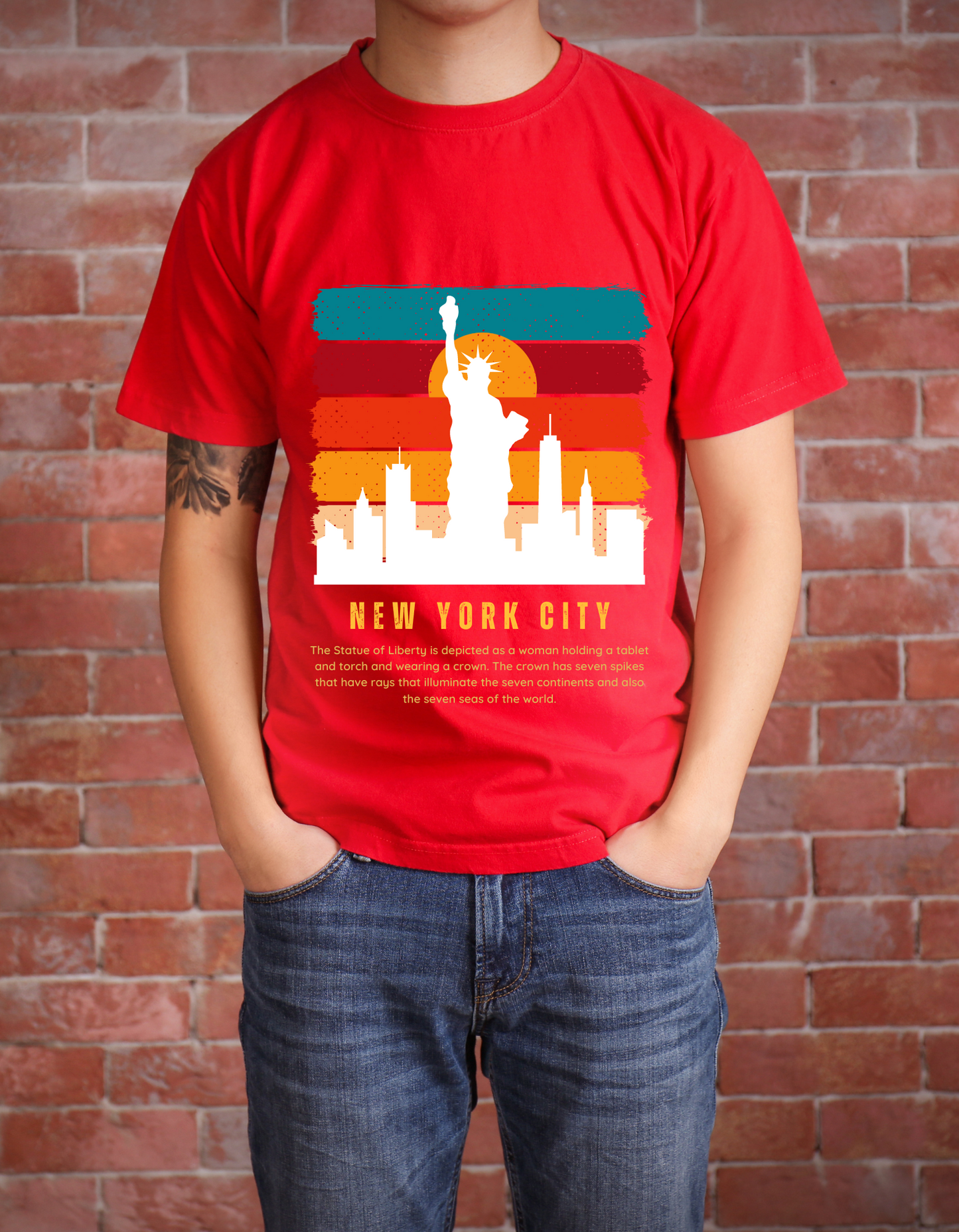 New York City NYC Kids Organic Cotton T-shirt Red from DoodleChic