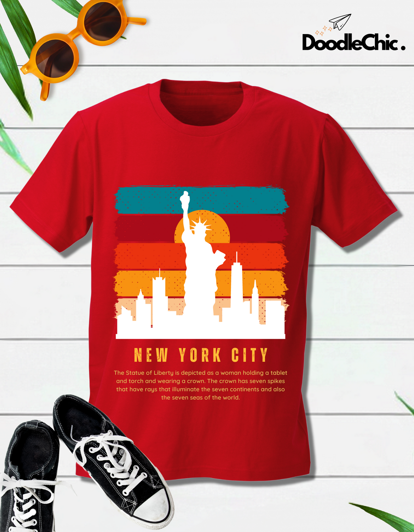 New York City NYC Kids Organic Cotton T-shirt Red from DoodleChic