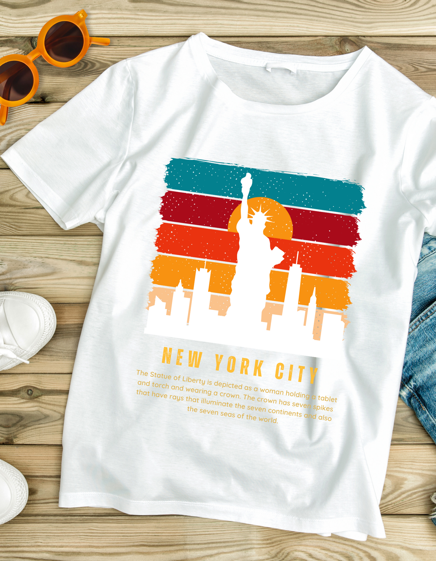 New York City NYC Kids Organic Cotton T-shirt White from DoodleChic
