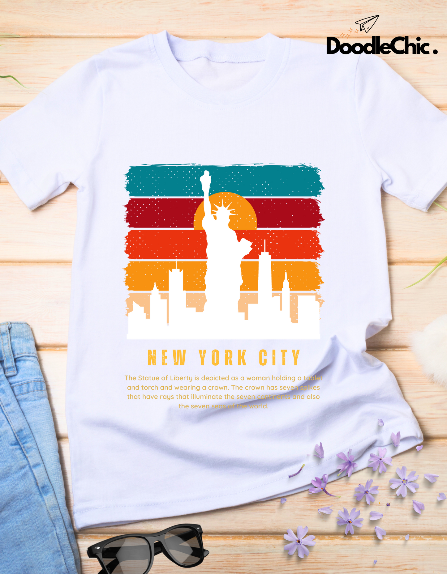 New York City NYC Kids Organic Cotton T-shirt White from DoodleChic