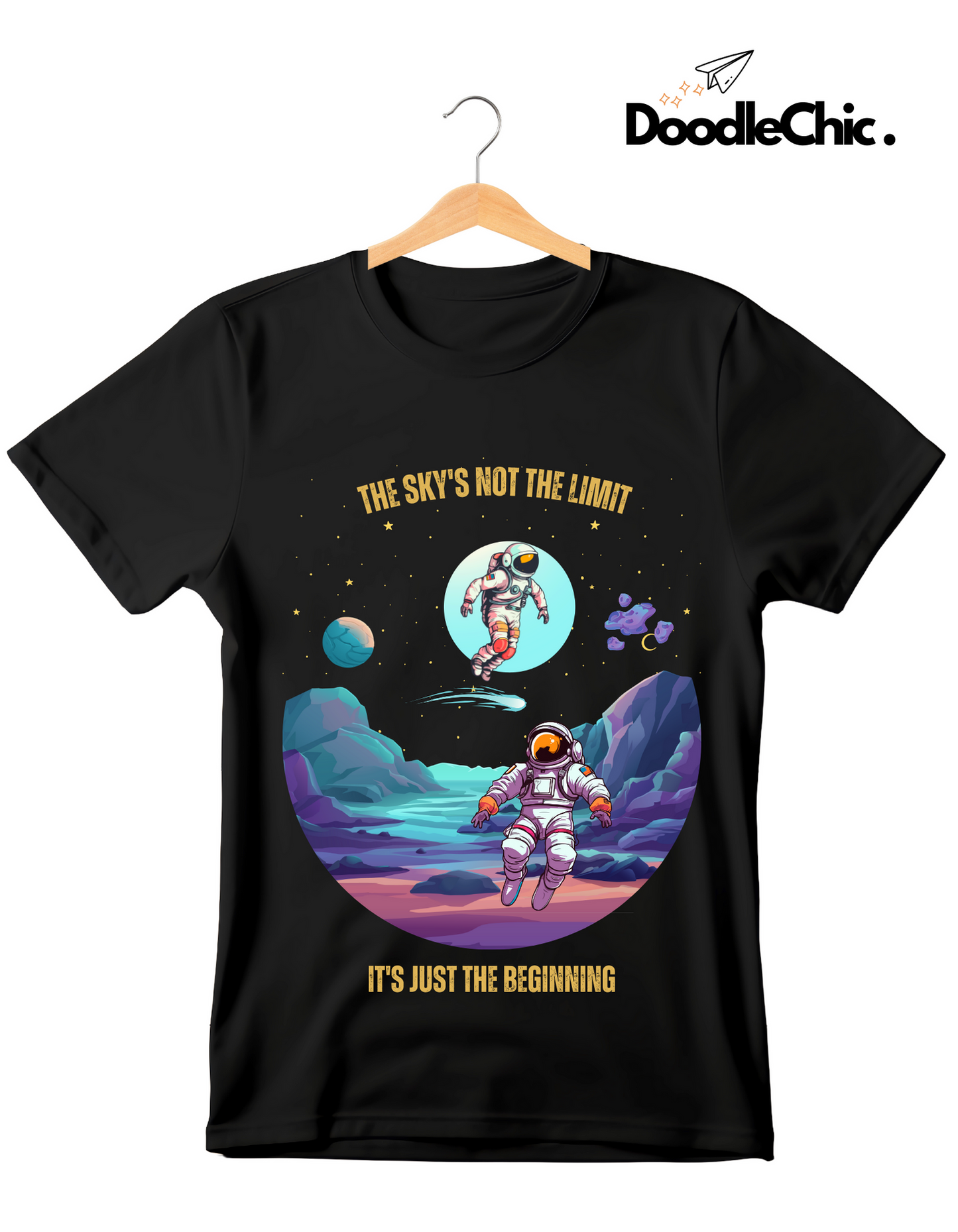 Sky's not the Limit Kids Organic Cotton T-shirt Black from DoodleChic
