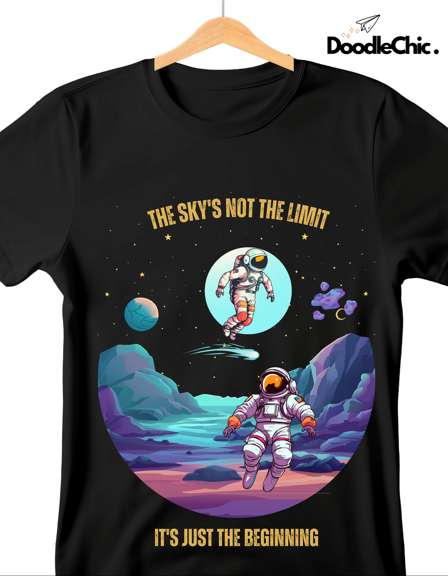 Sky's not the Limit Kids Organic Cotton T-shirt Black from DoodleChic