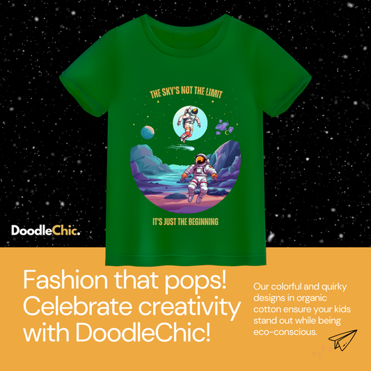 Sky's not the Limit Kids Organic Cotton T-shirt Green from DoodleChic
