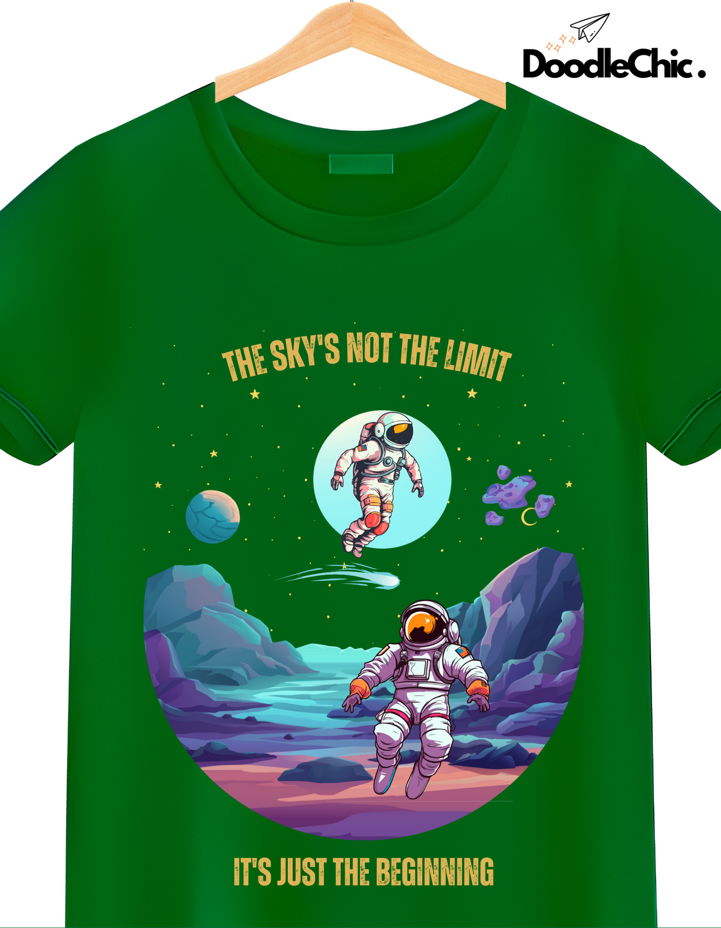 Sky's not the Limit Kids Organic Cotton T-shirt Green from DoodleChic