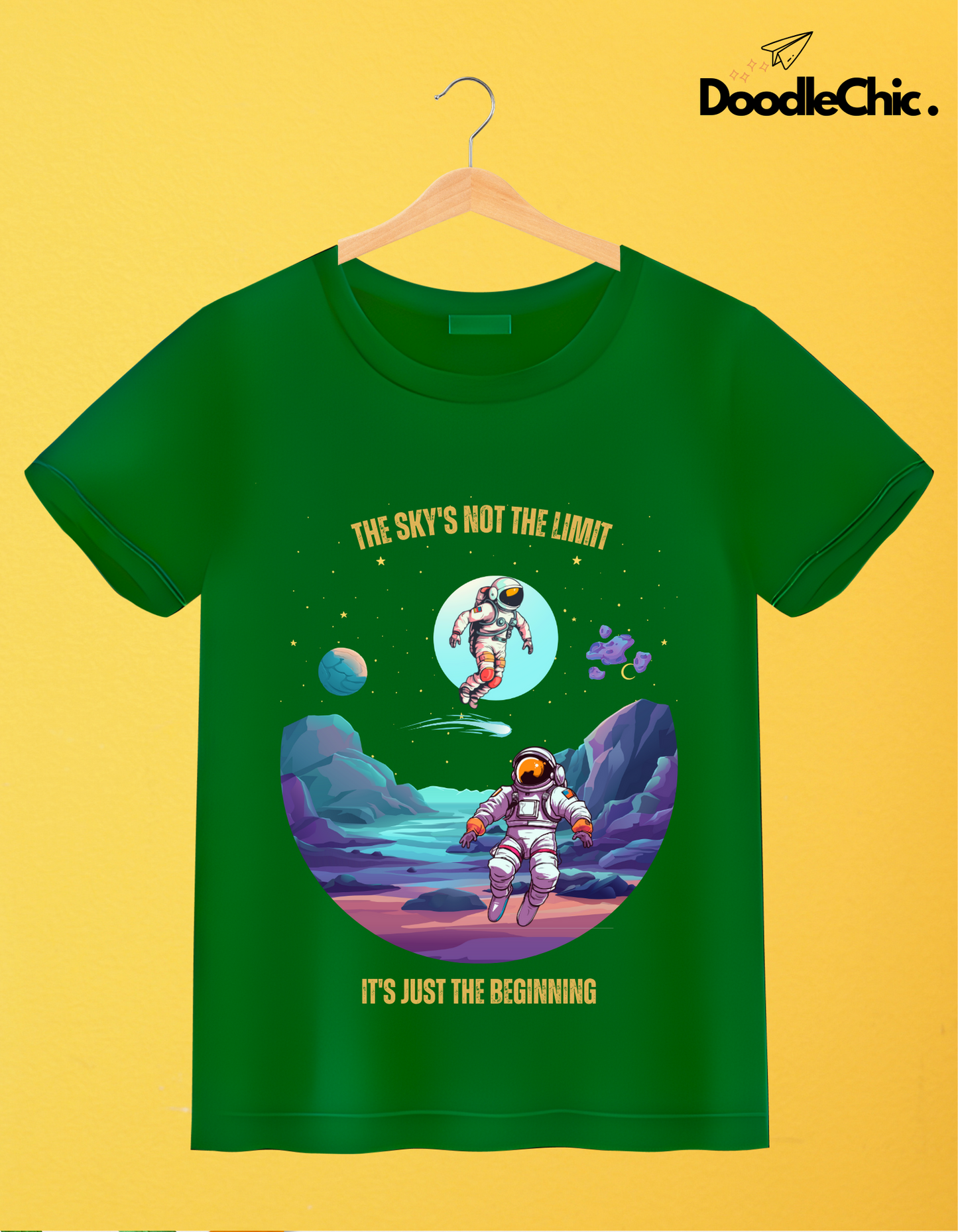Sky's not the Limit Kids Organic Cotton T-shirt Green from DoodleChic