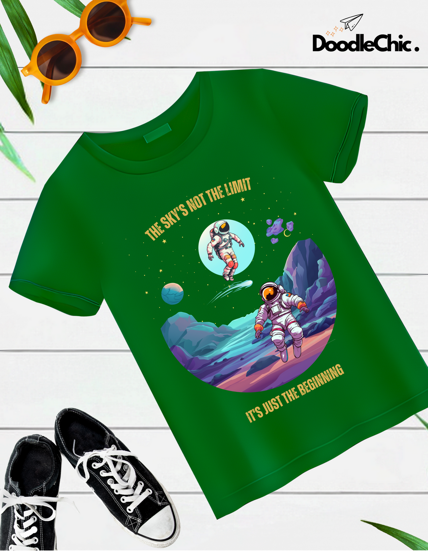 Sky's not the Limit Kids Organic Cotton T-shirt Green from DoodleChic