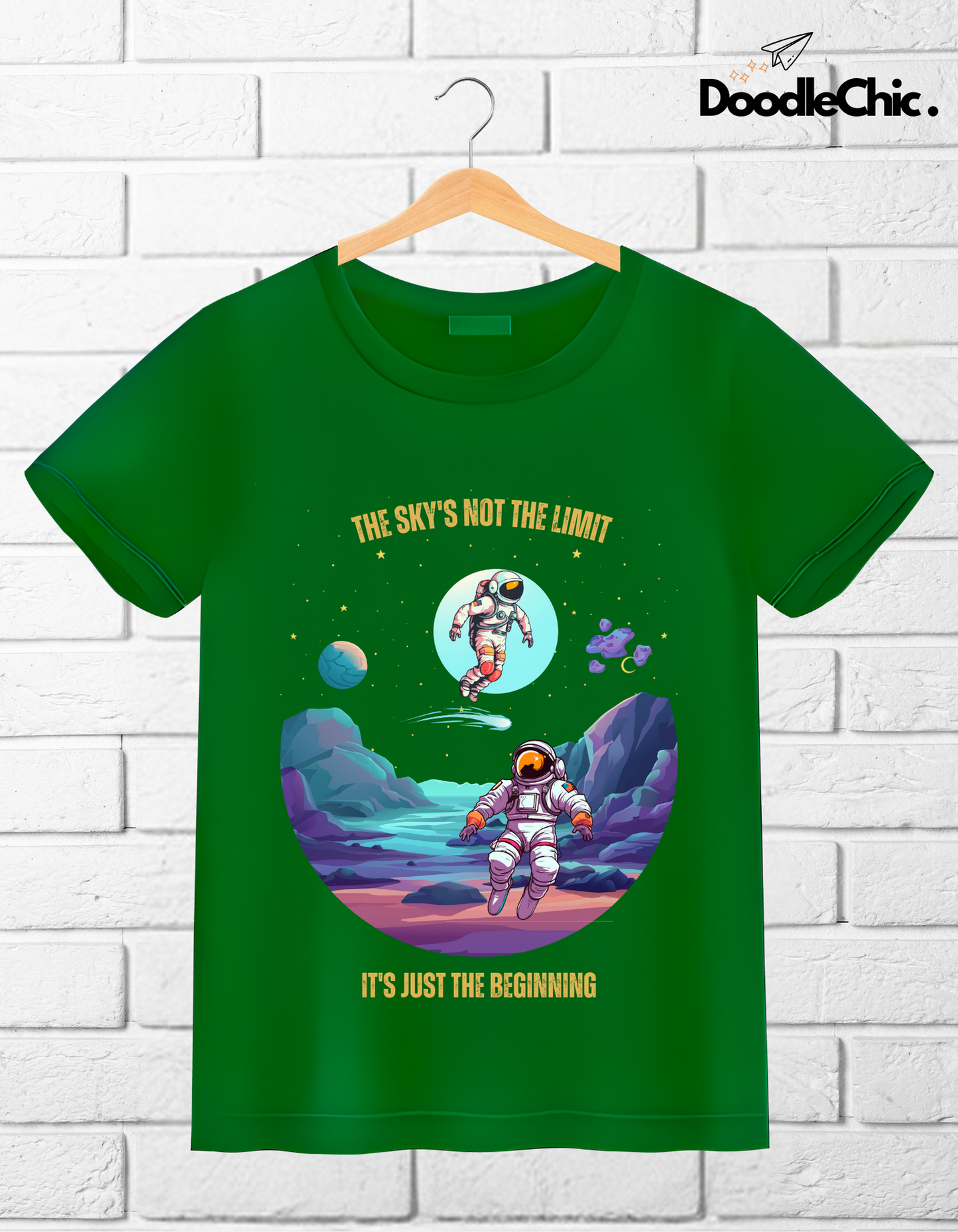 Sky's not the Limit Kids Organic Cotton T-shirt Green from DoodleChic