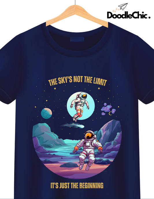 Sky's not the Limit Kids Organic Cotton T-shirt Navy Blue from DoodleChic