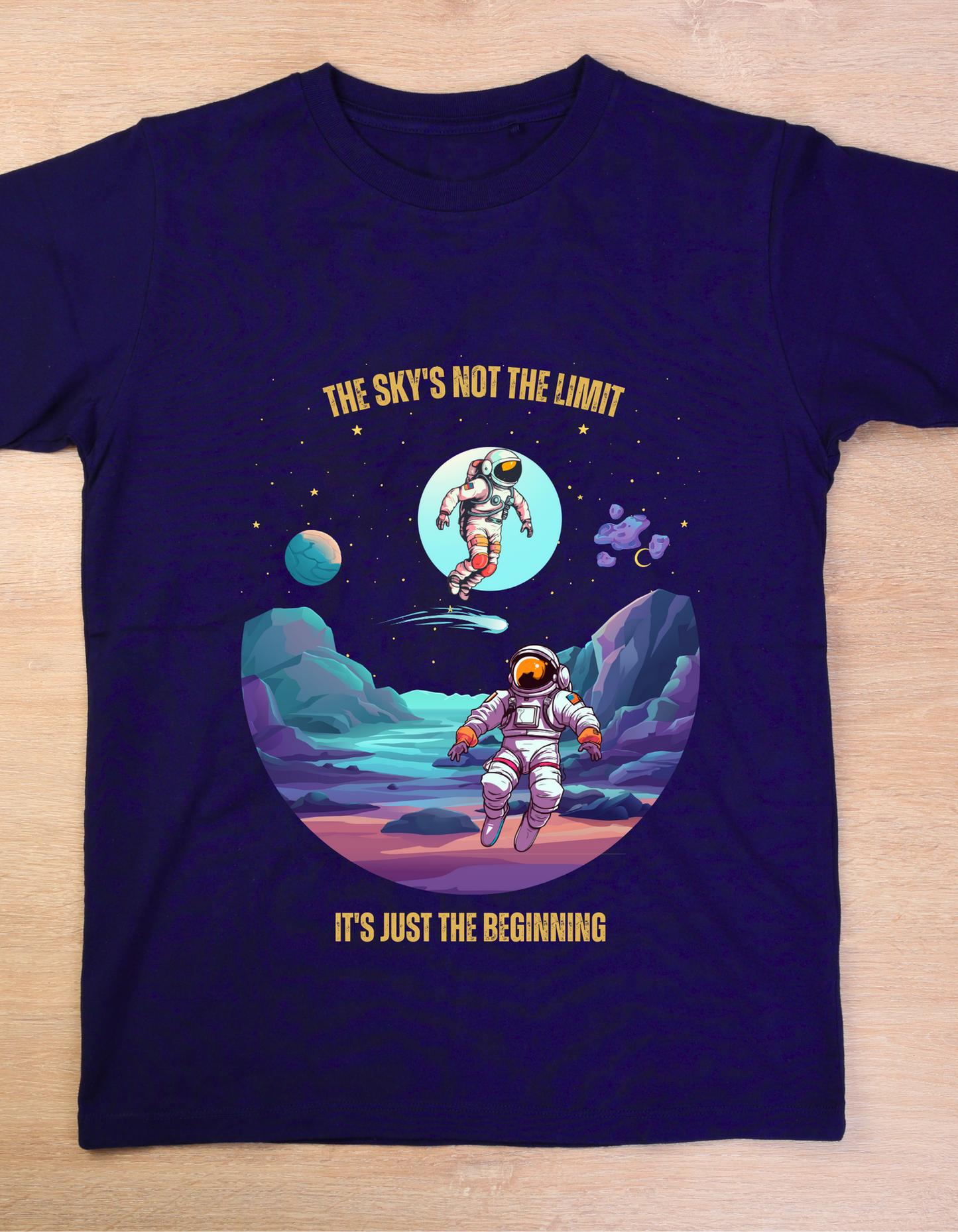 Sky's not the Limit Kids Organic Cotton T-shirt Navy Blue from DoodleChic