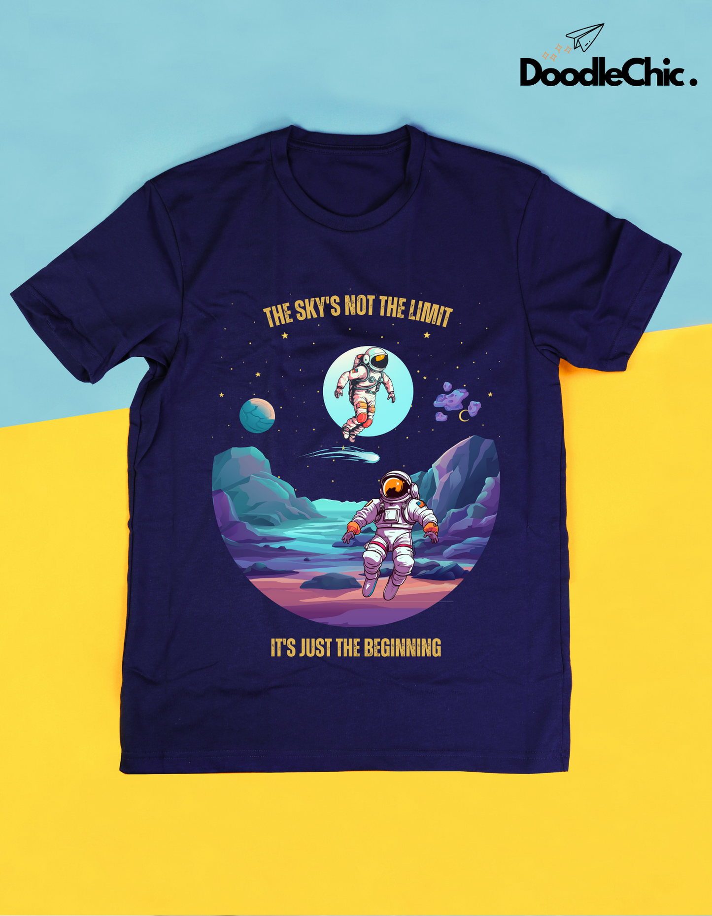 Sky's not the Limit Kids Organic Cotton T-shirt Navy Blue from DoodleChic