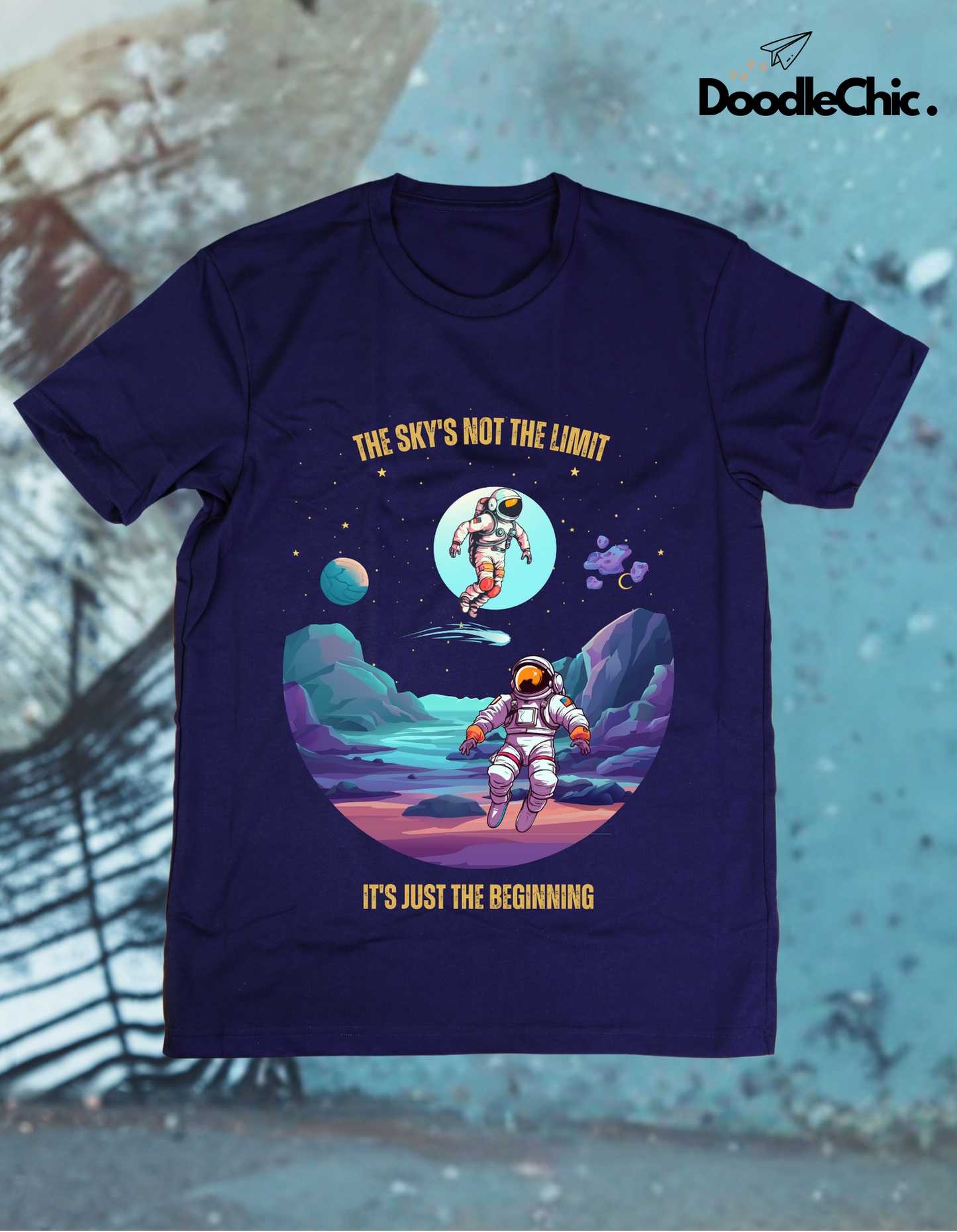 Sky's not the Limit Kids Organic Cotton T-shirt Navy Blue from DoodleChic