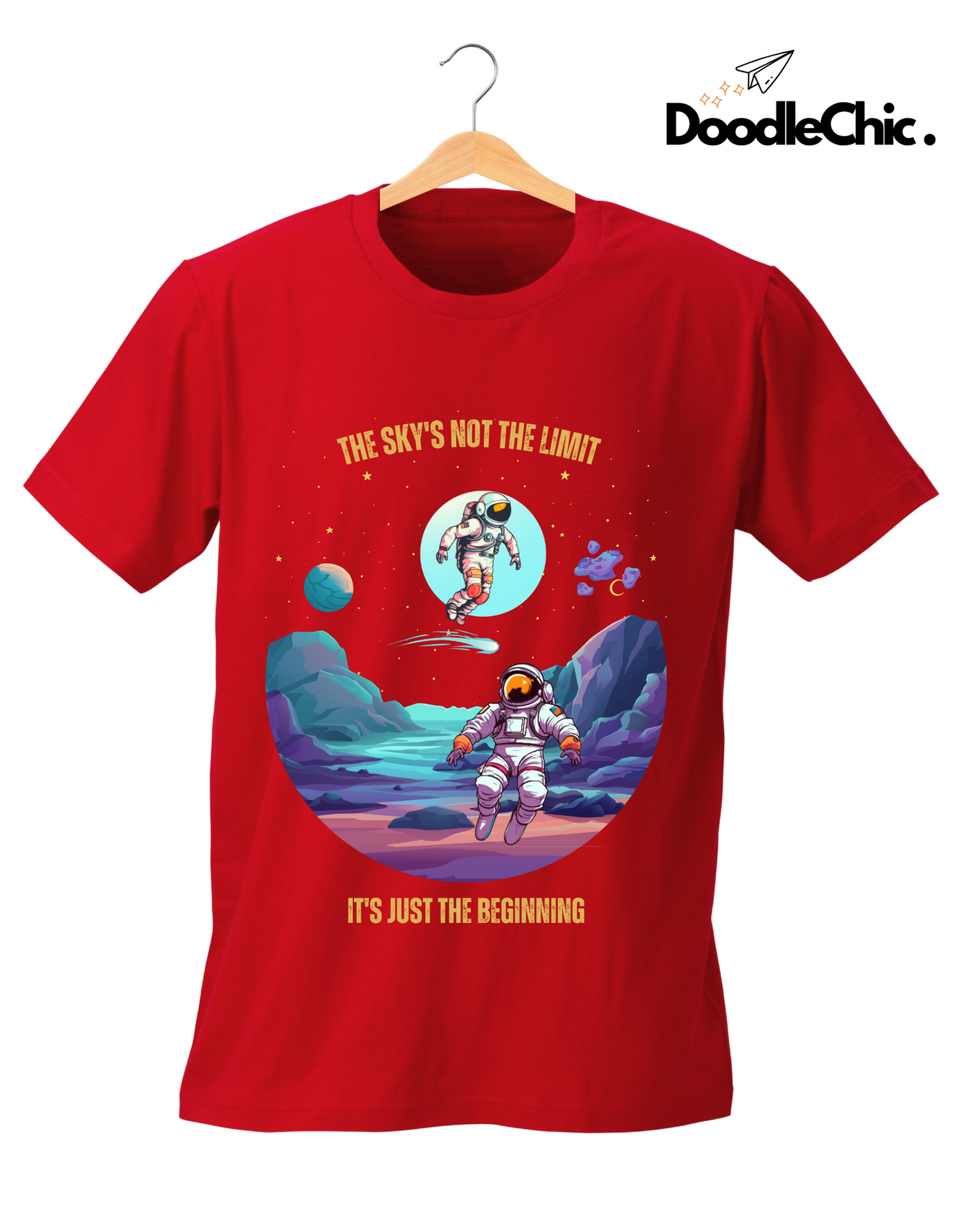 Sky's not the Limit Kids Organic Cotton T-shirt Red from DoodleChic