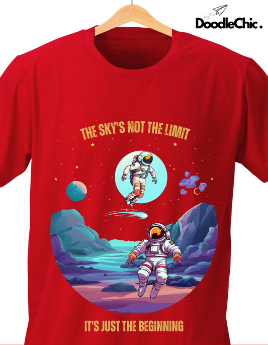 Sky's not the Limit Kids Organic Cotton T-shirt Red from DoodleChic