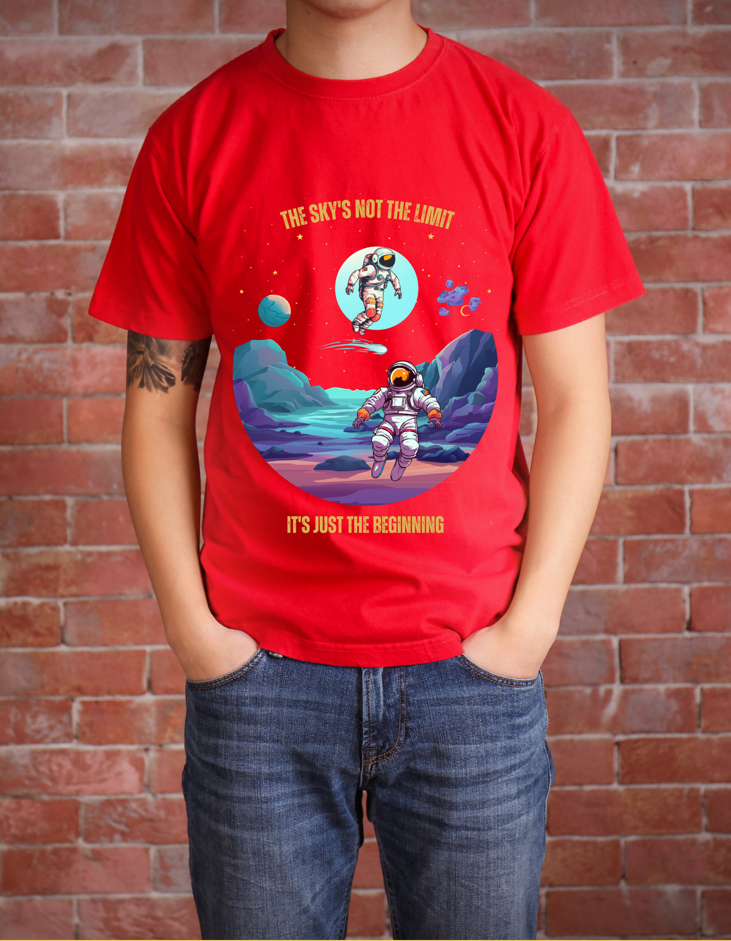 Sky's not the Limit Kids Organic Cotton T-shirt Red from DoodleChic
