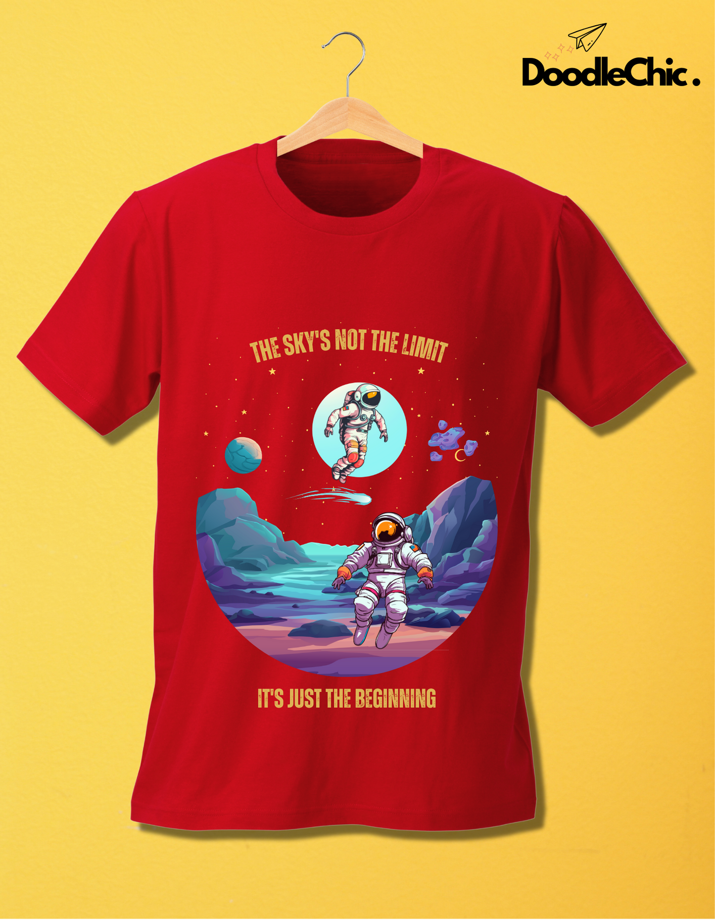 Sky's not the Limit Kids Organic Cotton T-shirt Red from DoodleChic
