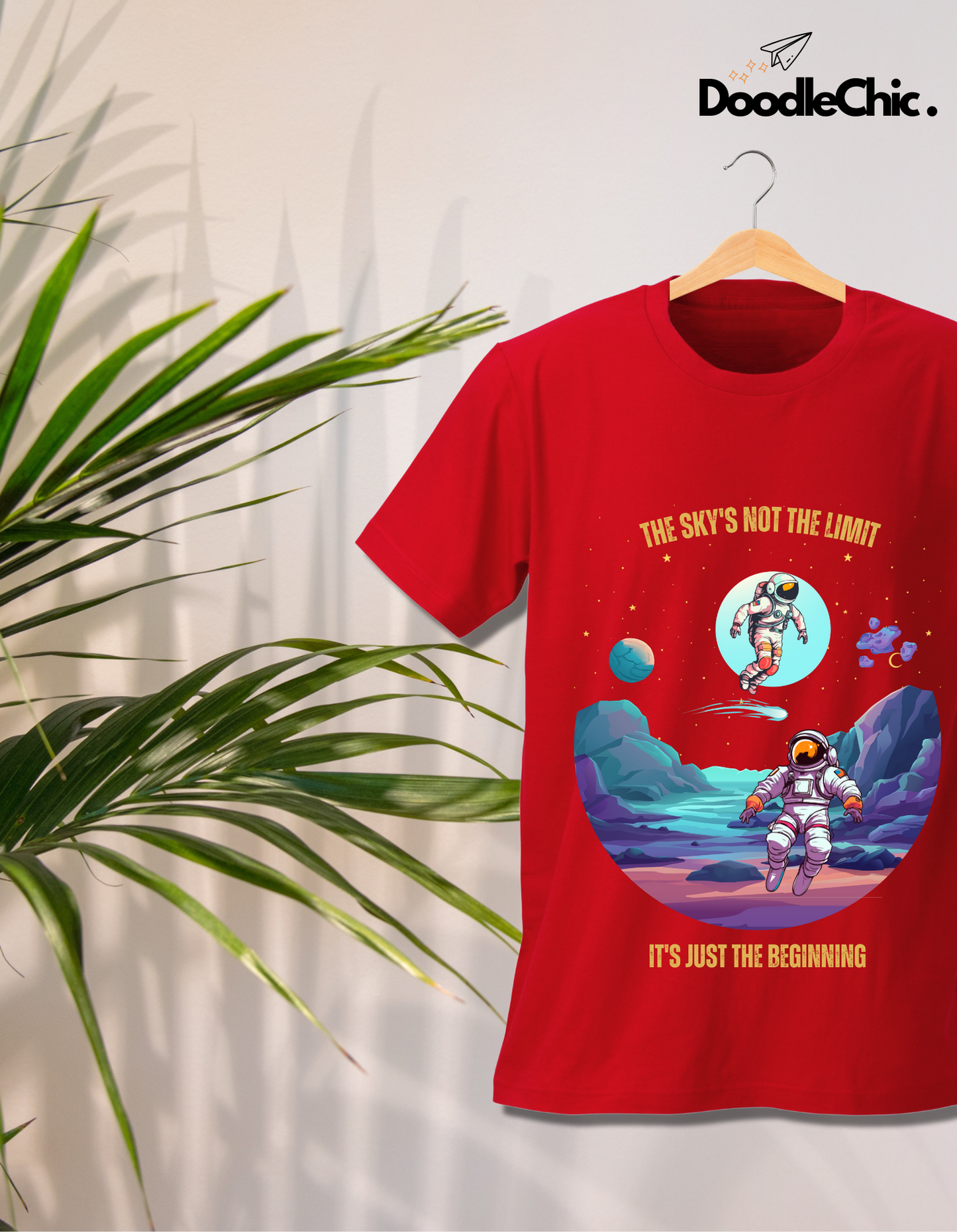 Sky's not the Limit Kids Organic Cotton T-shirt Red from DoodleChic