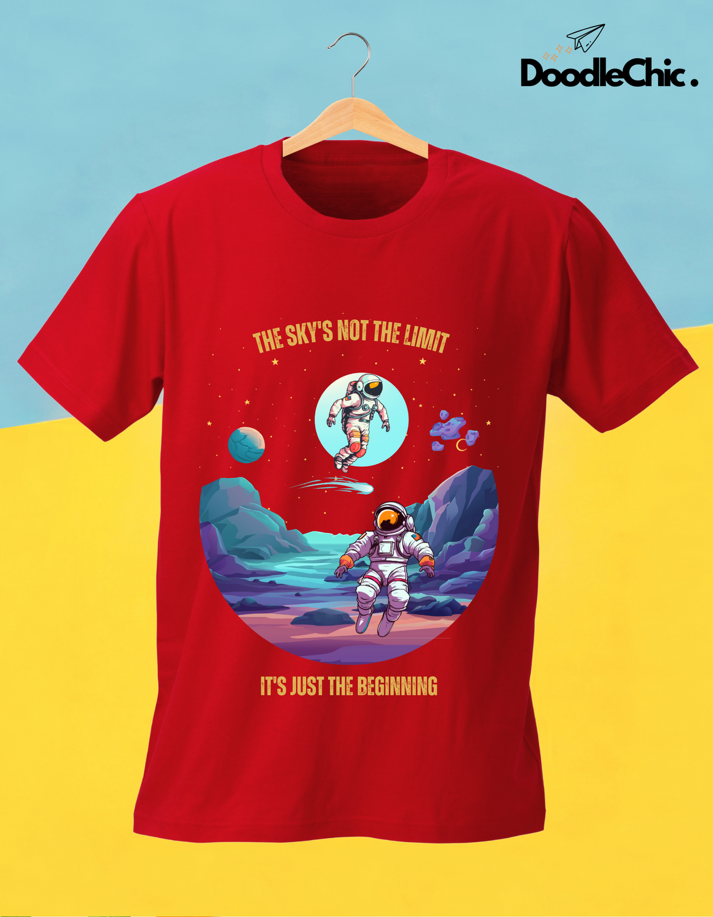 Sky's not the Limit Kids Organic Cotton T-shirt Red from DoodleChic