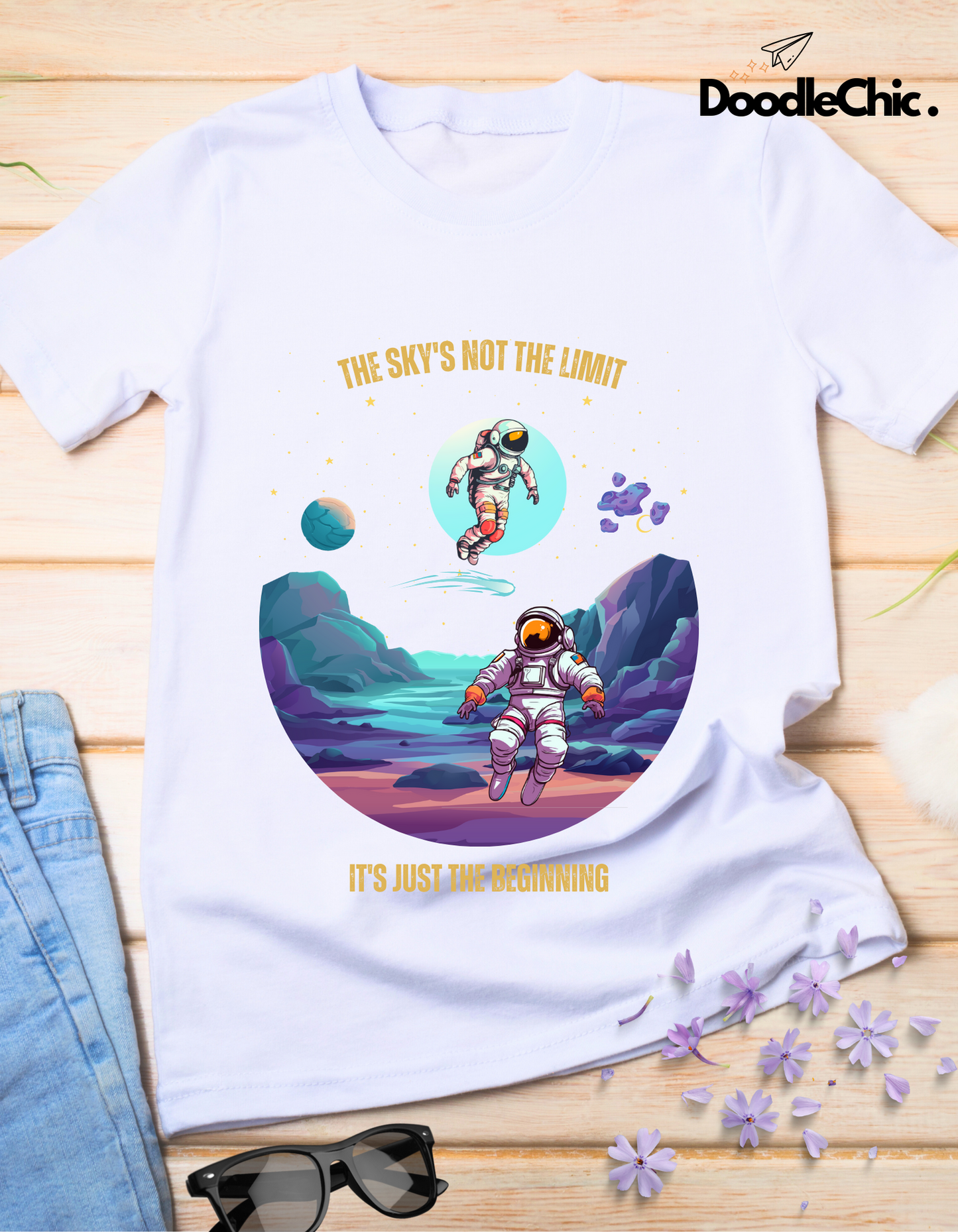 Sky's not the Limit Kids Organic Cotton T-shirt White from DoodleChic