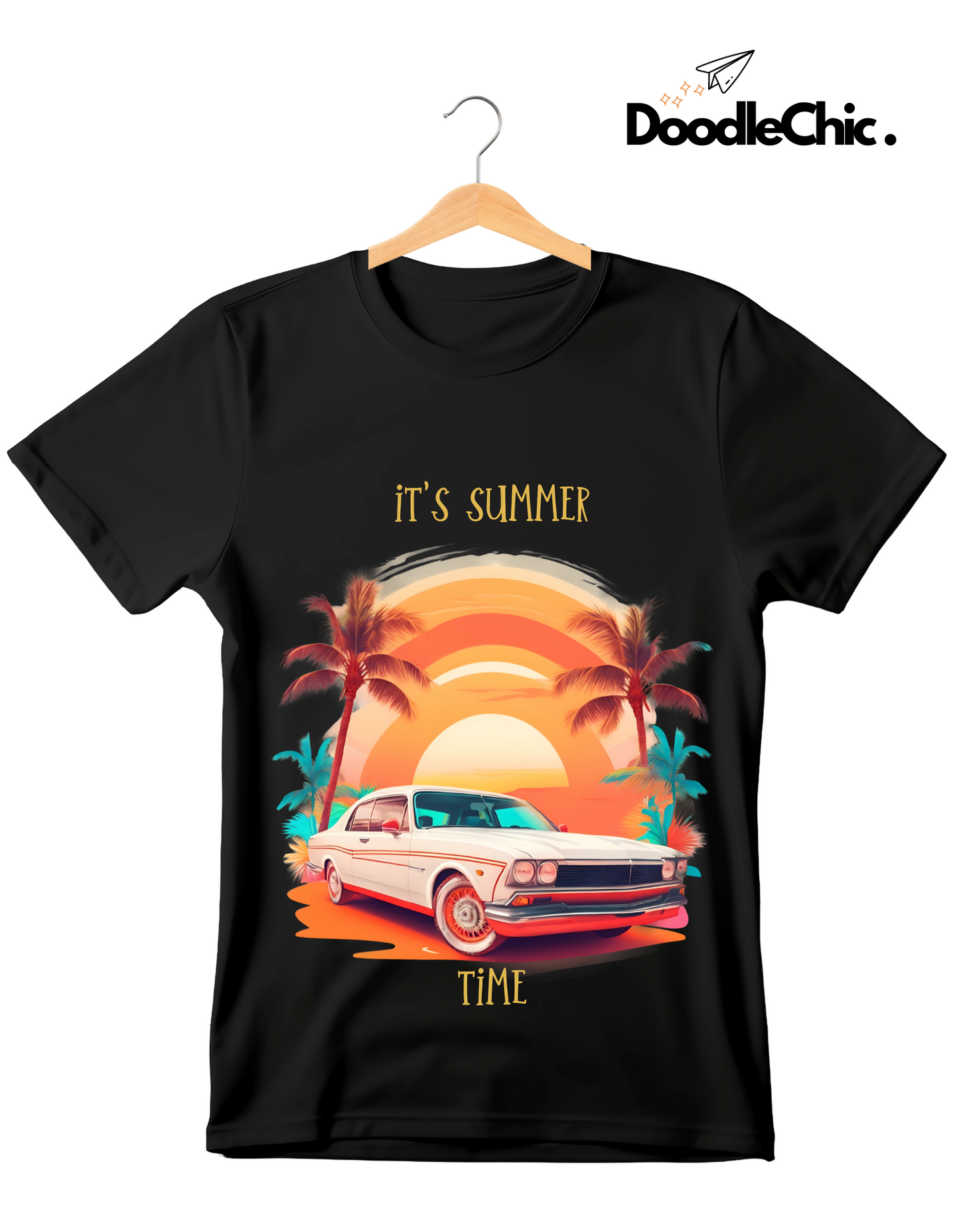 Summer Time Kids Organic Cotton T-shirt Black from DoodleChic