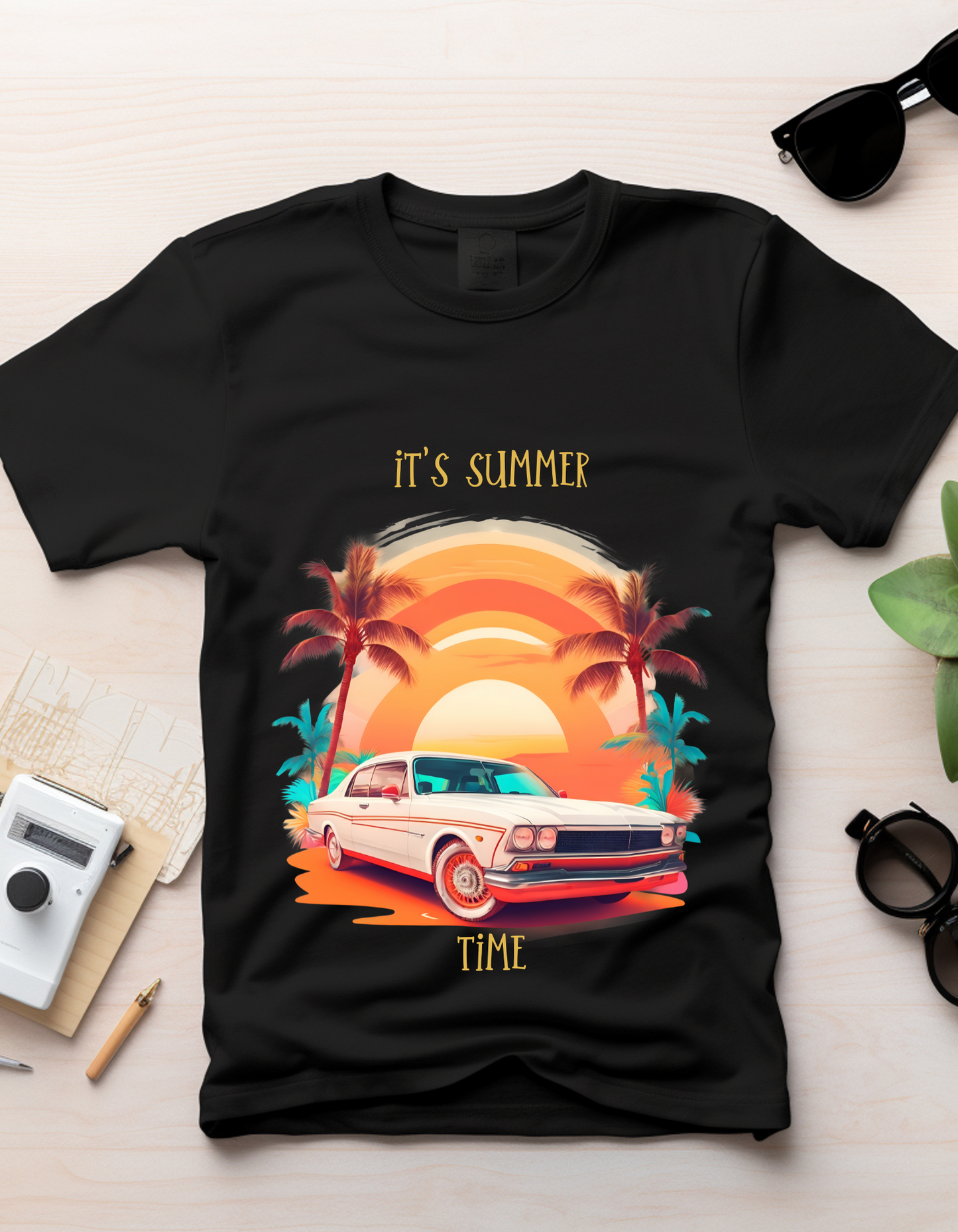 Summer Time Kids Organic Cotton T-shirt Black from DoodleChic