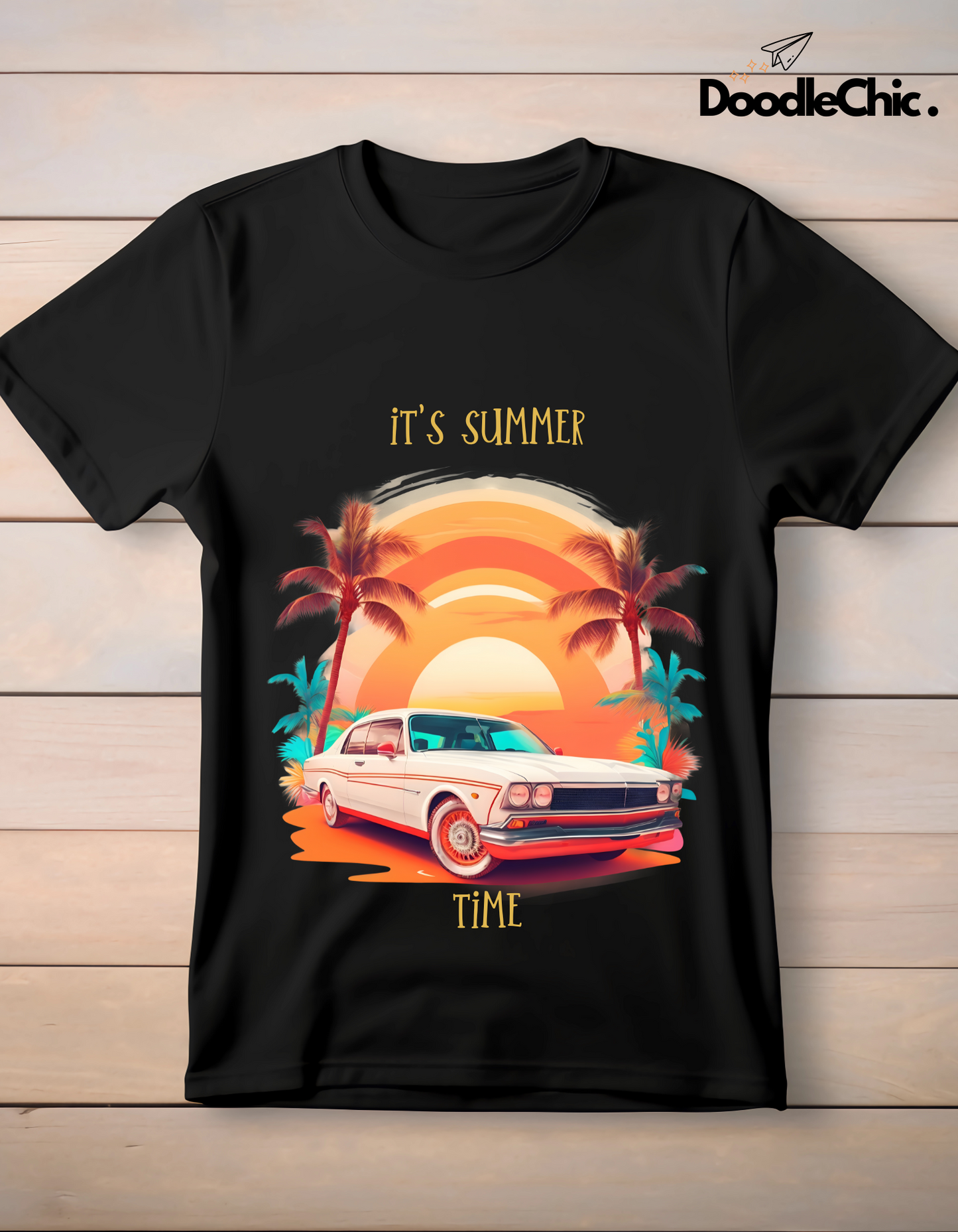 Summer Time Kids Organic Cotton T-shirt Black from DoodleChic
