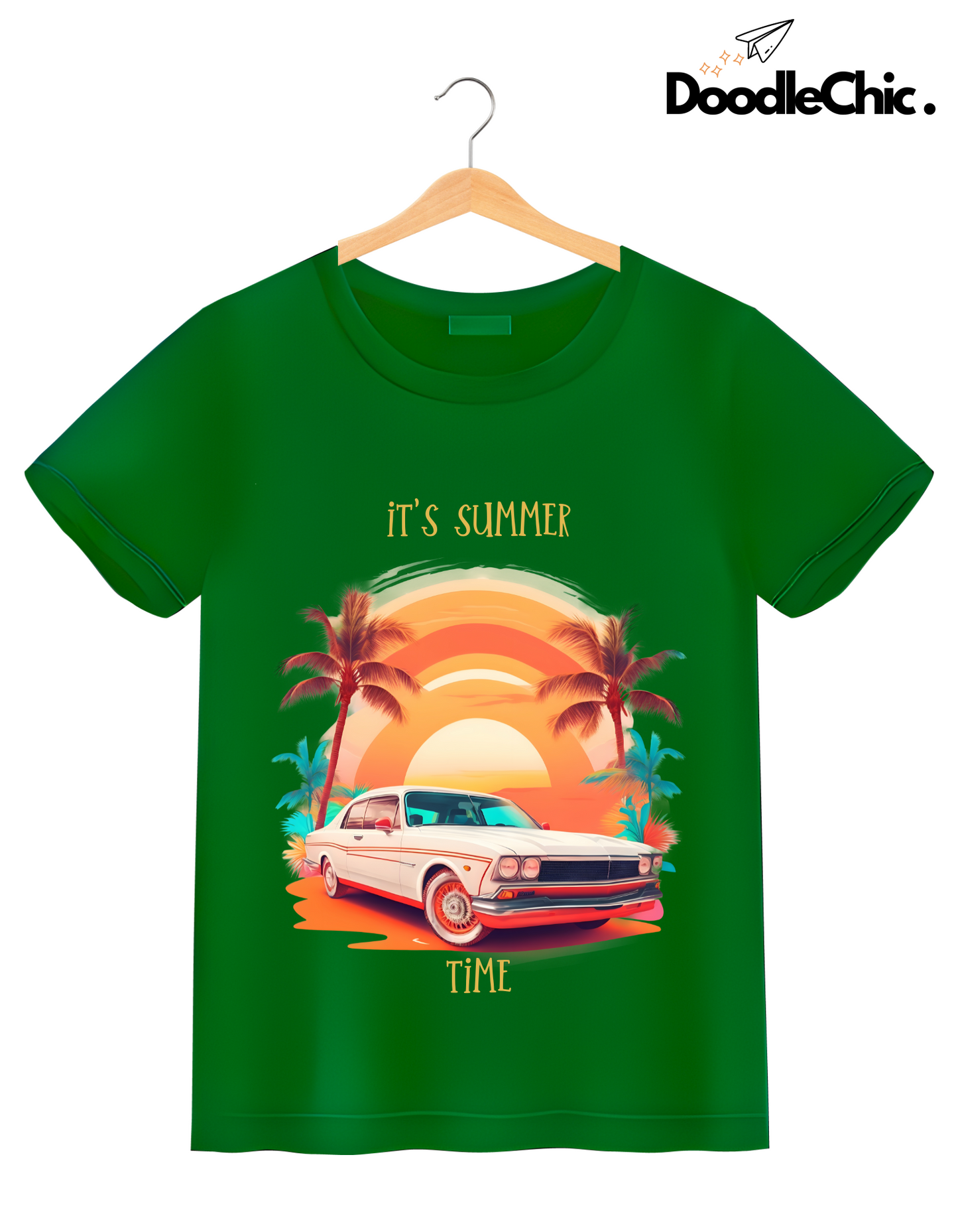 Summer Time Kids Organic Cotton T-shirt Green from DoodleChic