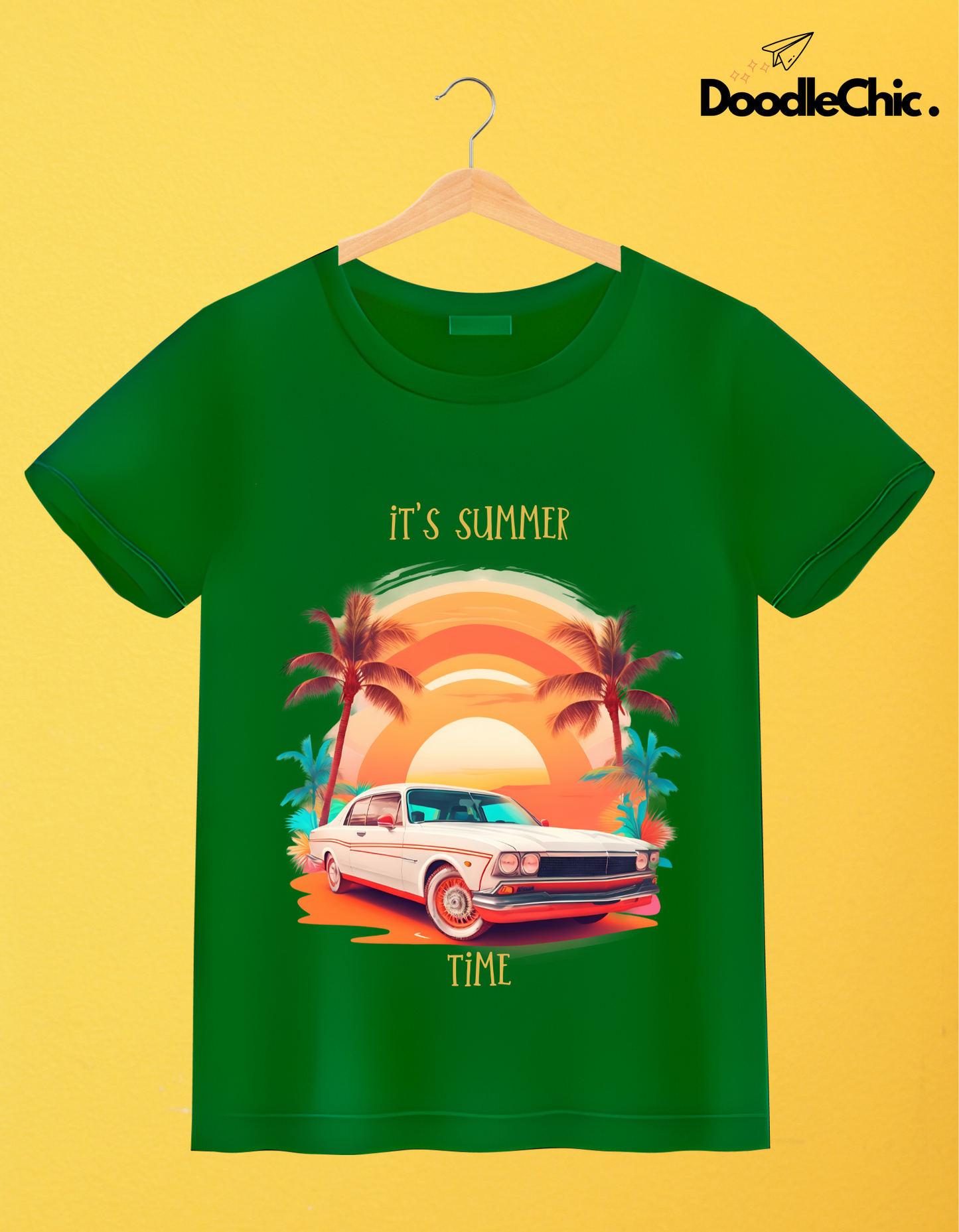 Summer Time Kids Organic Cotton T-shirt Green from DoodleChic