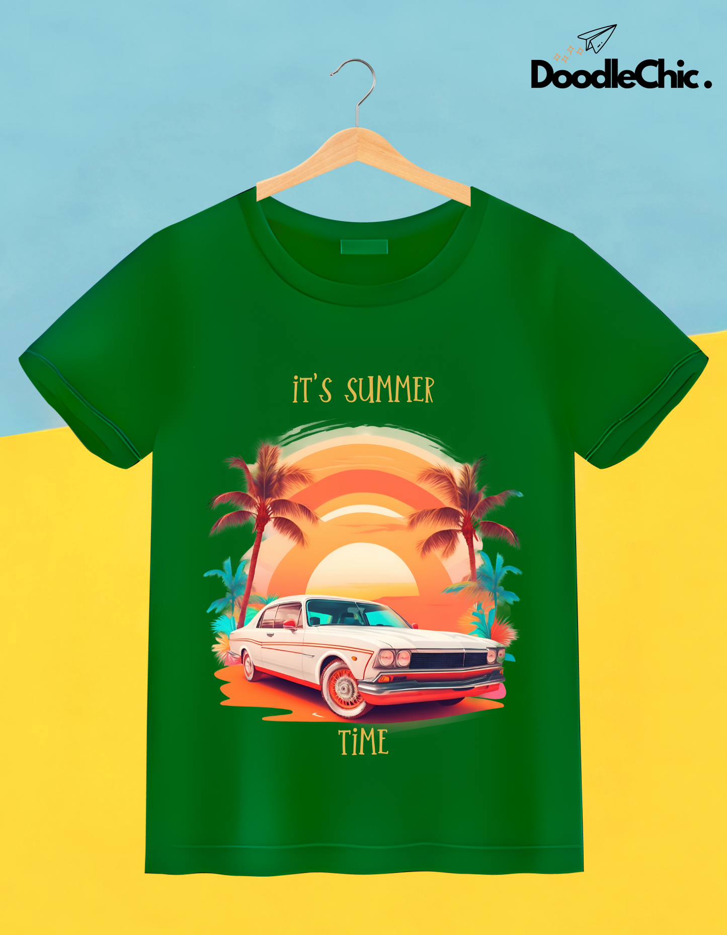 Summer Time Kids Organic Cotton T-shirt Green from DoodleChic