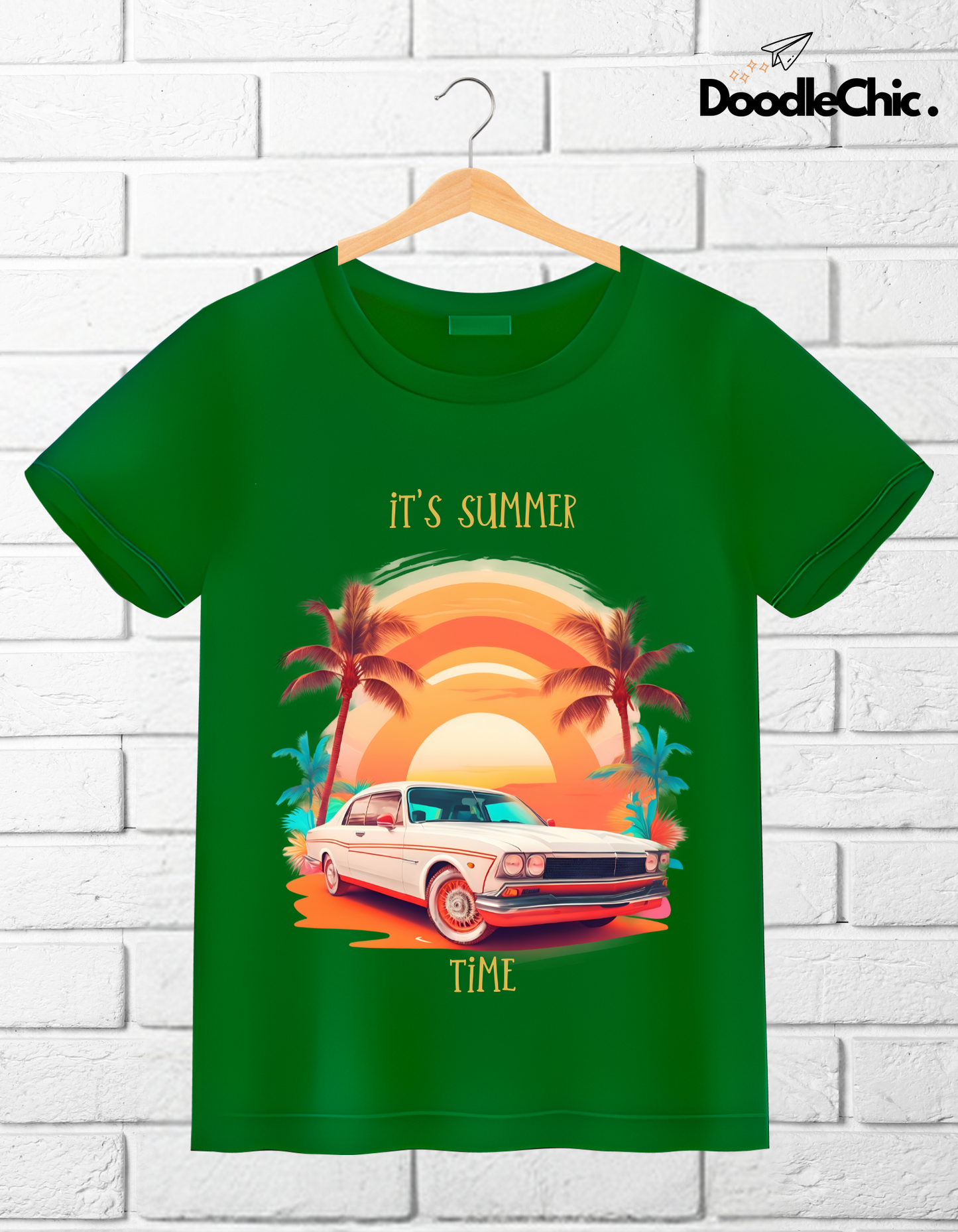 Summer Time Kids Organic Cotton T-shirt Green from DoodleChic