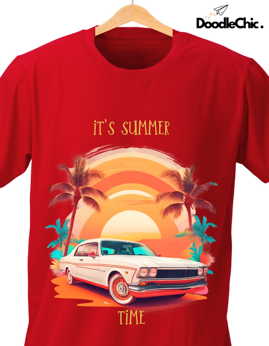 Summer Time Kids Organic Cotton T-shirt Red from DoodleChic