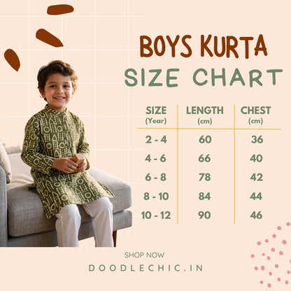 अBIR Olive Green Virasat Long Kurta for Boys