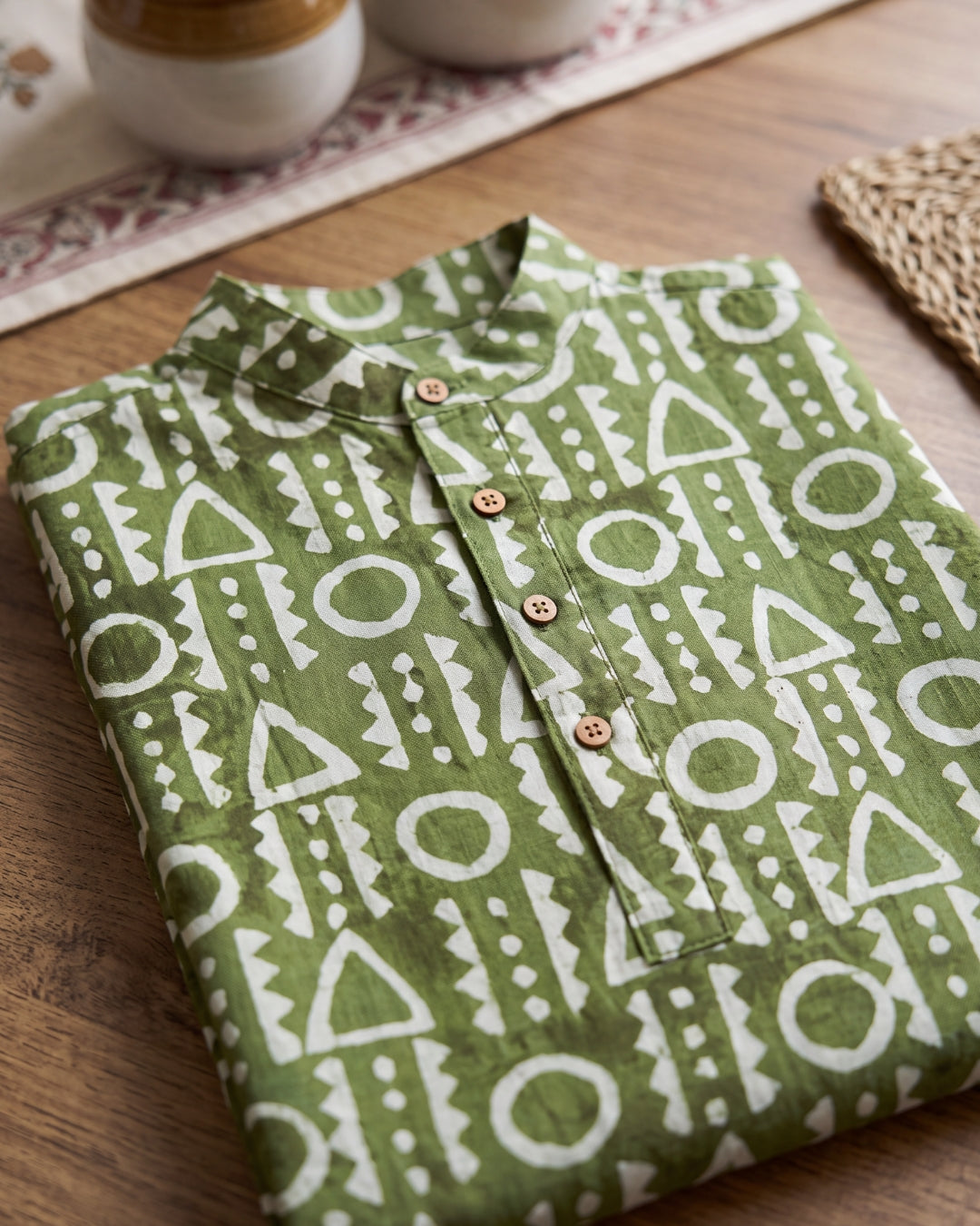 अBIR Olive Green Virasat Long Kurta for Boys