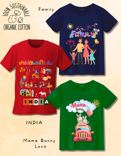 Pack of 3 Family, Bunny and India Tshirts