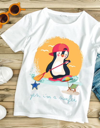 Penguin Surfer - White