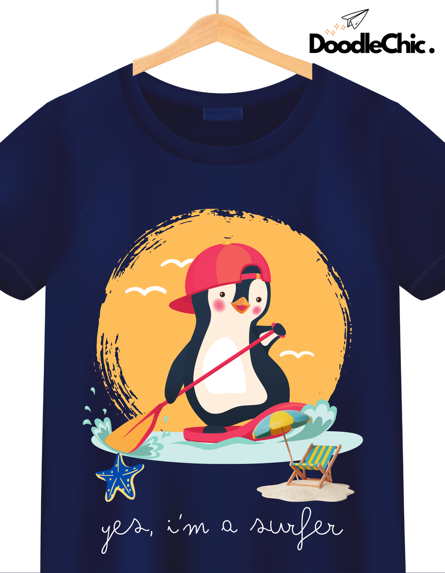 Penguin Surfer - Navy Blue