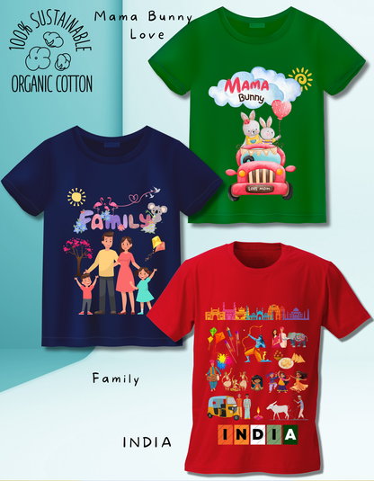 Pack of 3 Family, Bunny and India Tshirts