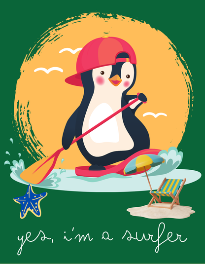 Penguin Surfer - Green