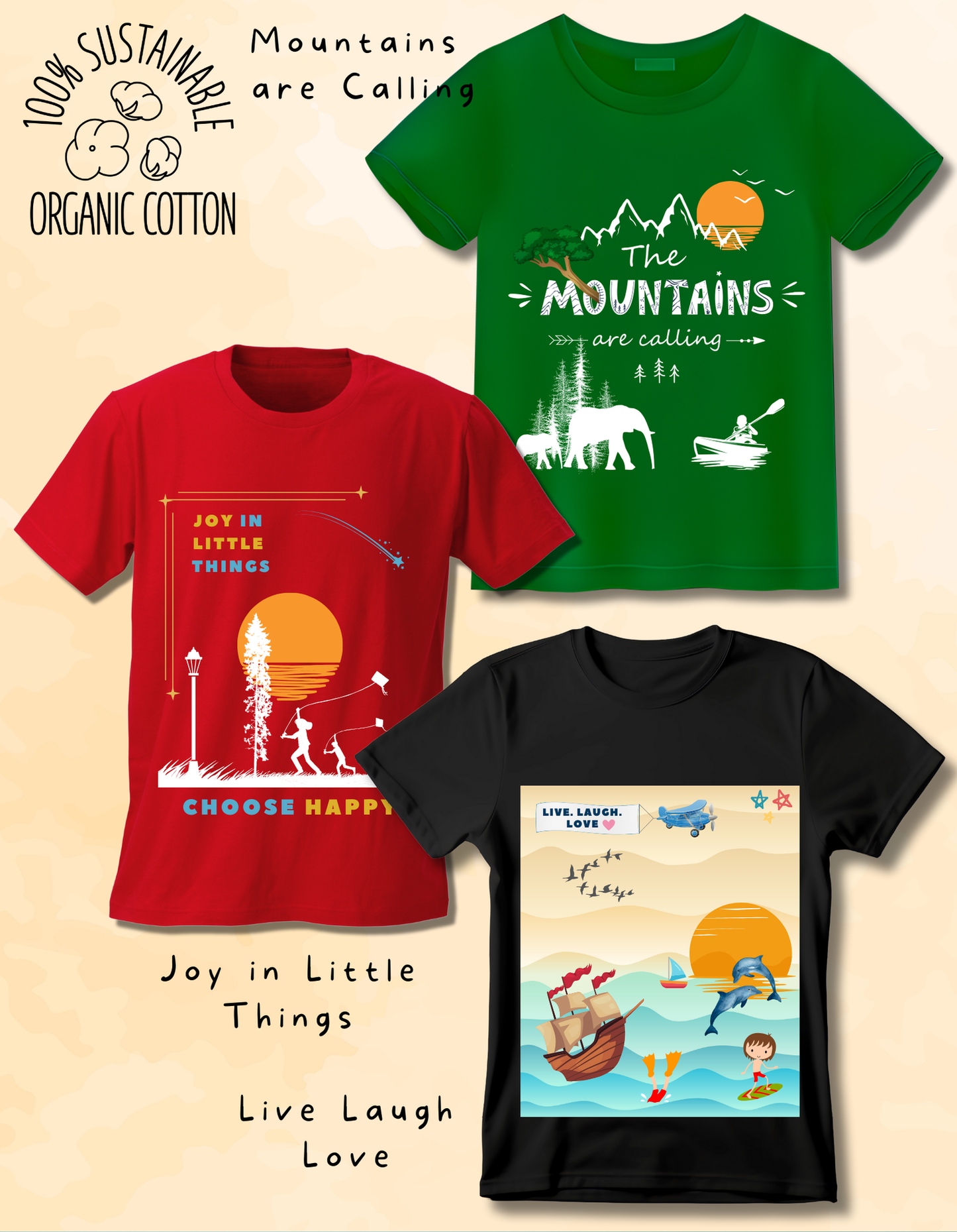Pack of 3 Joys of Life T-shirt