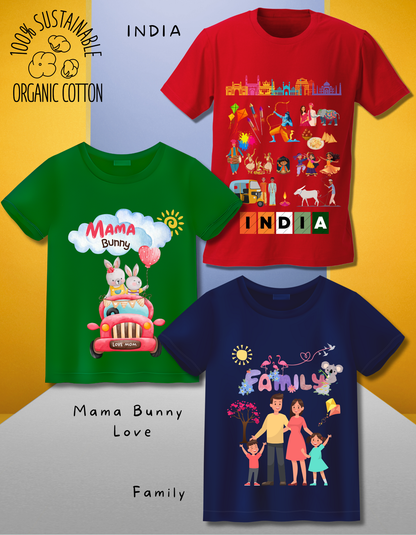 Pack of 3 Family, Bunny and India Tshirts