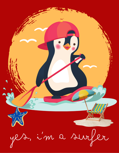 Penguin Surfer - Red