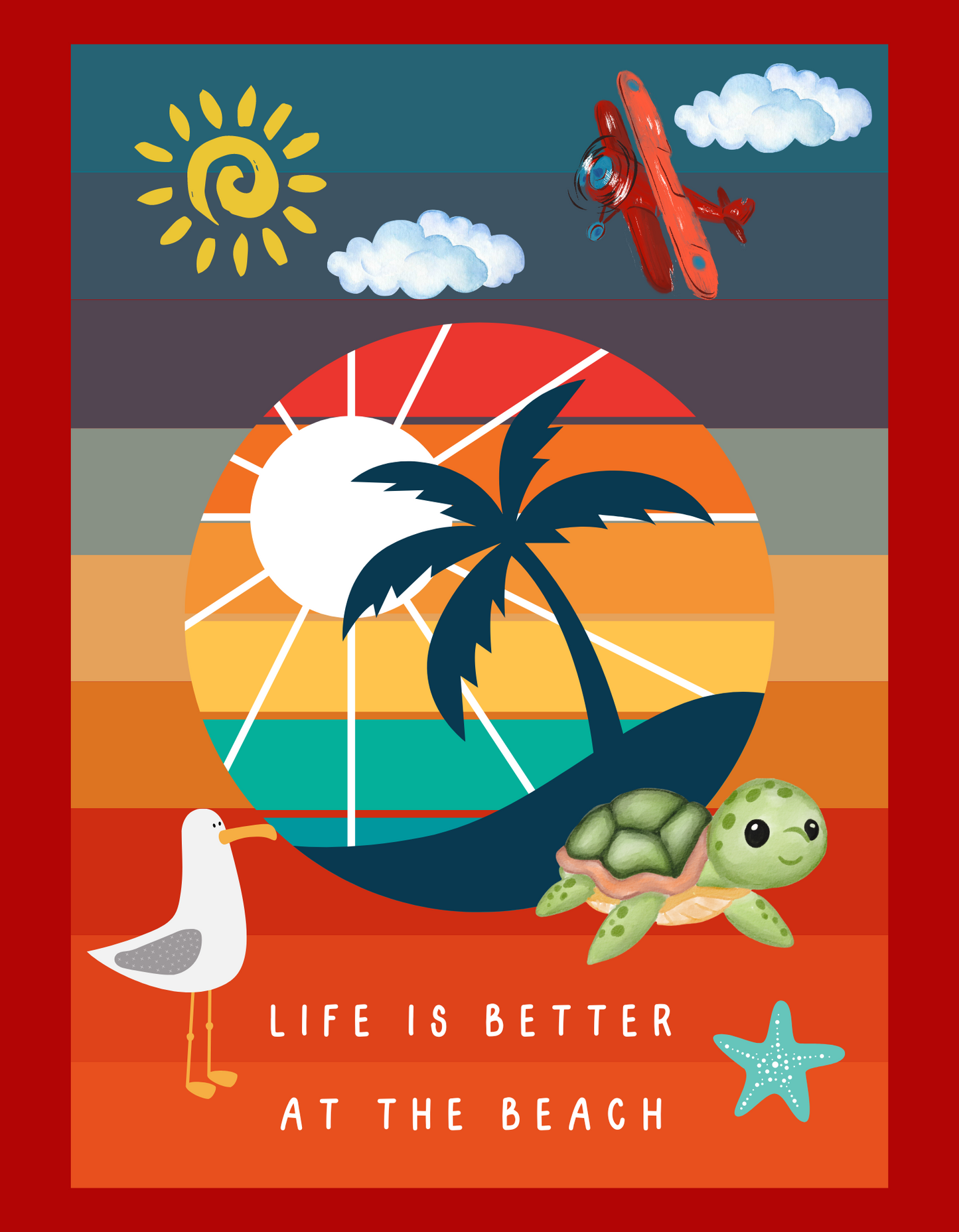 Life at Beach - Red
