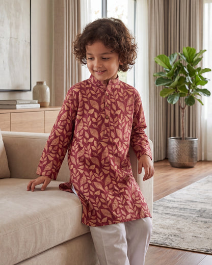 अBIR Maroon Bagh Long Kurta for Boys